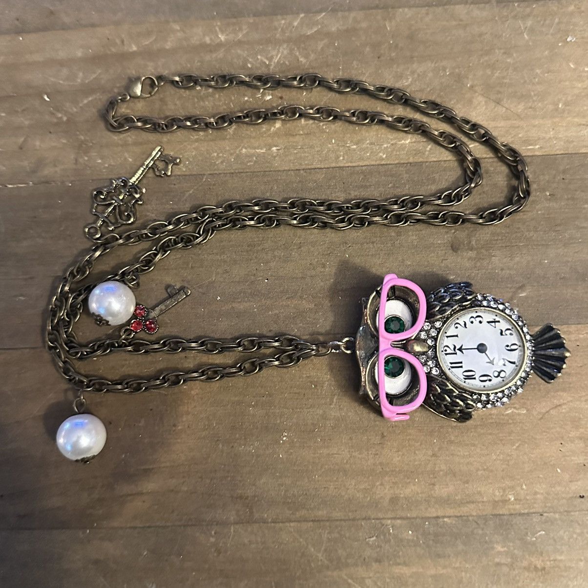 Other Bronze tone faux watch owl pendant necklace Size ONE SIZE - 2 Thumbnail