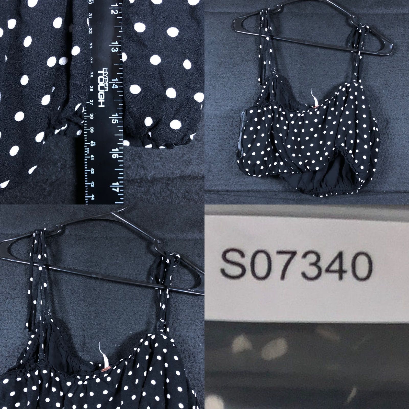 Free People Free People Blouse Womens Black White Polka Dot Tub Crop Adjustable Straps 8 Size M / US 6-8 / IT 42-44 - 8 Thumbnail