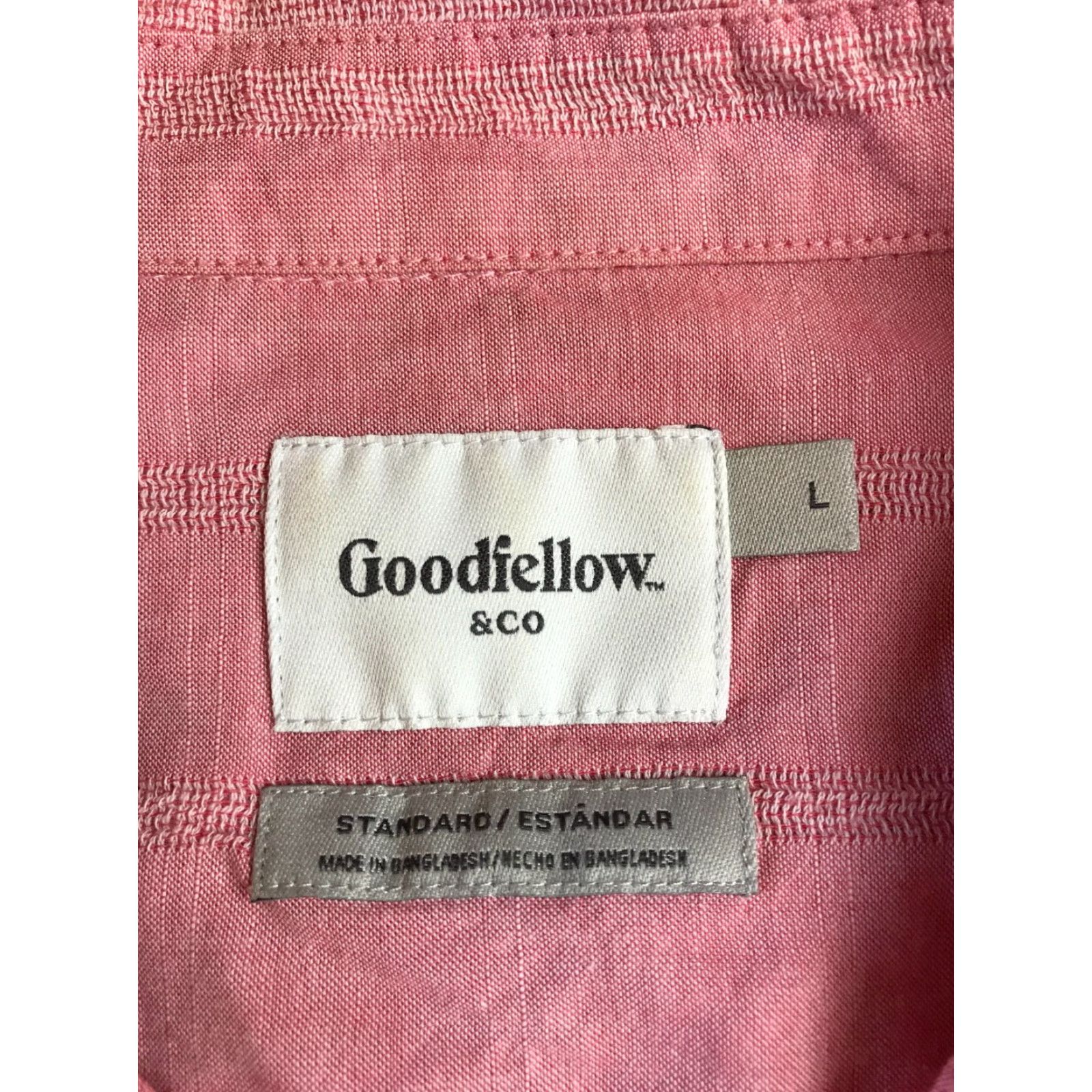 Vintage Goodfellow & Co Shirt Mens Large Pink Button-Up Short Sleeve Cotton Spandex Regular Fit Size US L / EU 52-54 / 3 - 5 Thumbnail