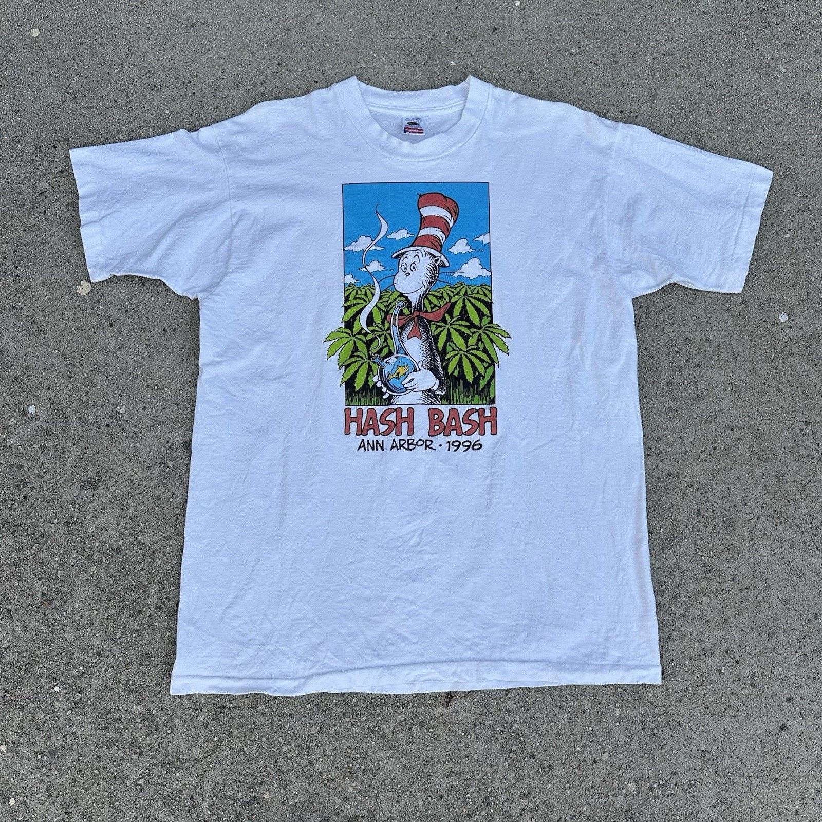 Vintage Vintage 1996 Dr. Seuss Hash Bash Weed Smoking Parody T-Shirt Size US XL / EU 56 / 4 - 3 Thumbnail