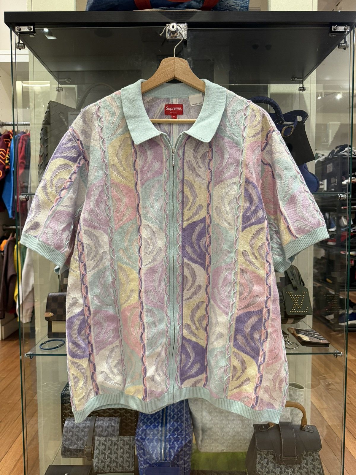 トップス Supreme Abstract Textured Zip Up Polo Supreme-Abstract-Textured-Zip-