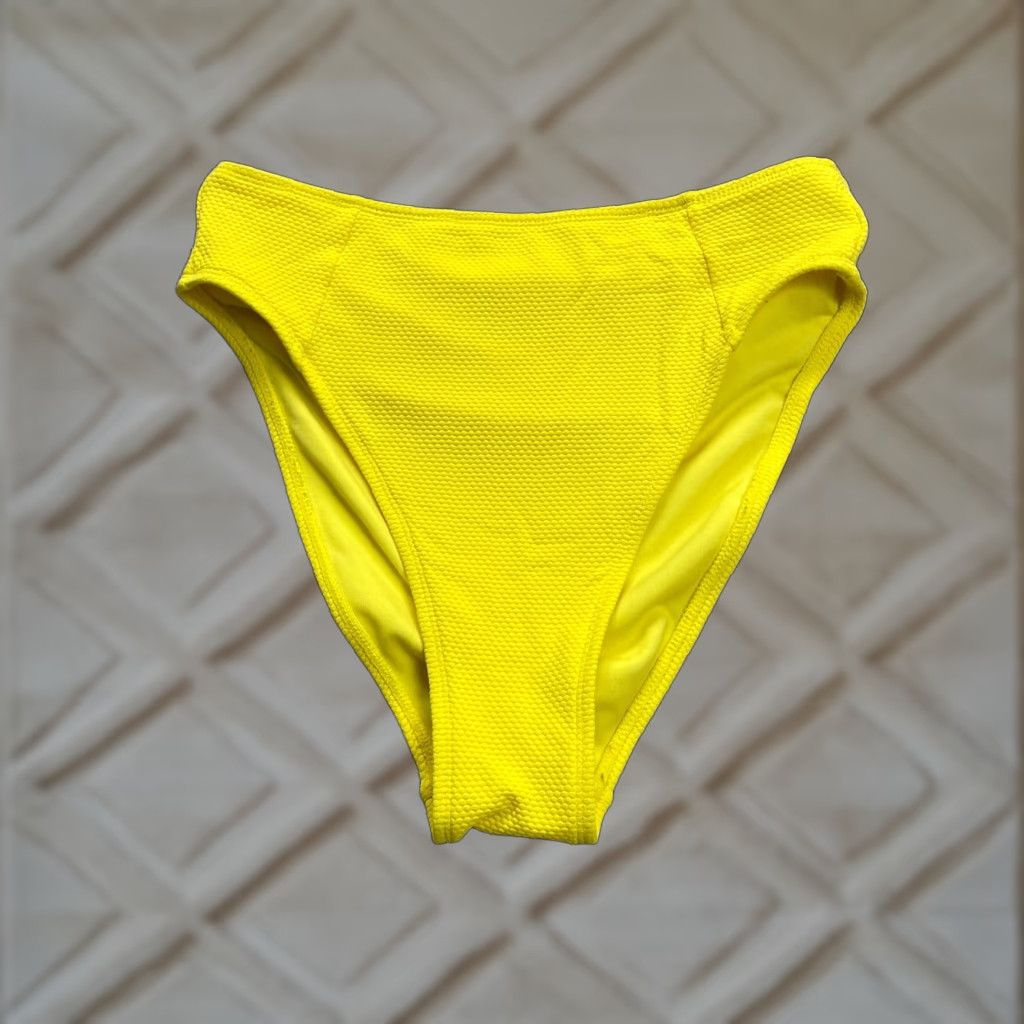 Vintage Stoney Clover Bikini Bottom Women Small Solid Yellow Textured High Rise Beach Size 28" / US 6 / IT 42 - 1 Thumbnail