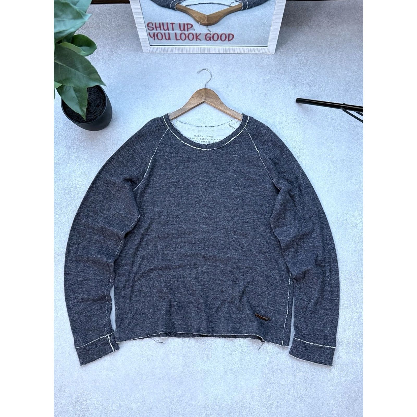 Diesel VINTAGE Diesel Sweatshirt Avant Gard Y2K Men’s Pullover Gray XXL Pullover Sweatshirt Mens 90s Diesel Avant Gard Style Size US XXL / EU 58 / 5 - 2 Thumbnail
