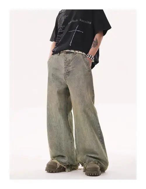 Jean Vintage street hip-hop washed and faded micro flare jeans Size US 32 / EU 48 - 3 Thumbnail