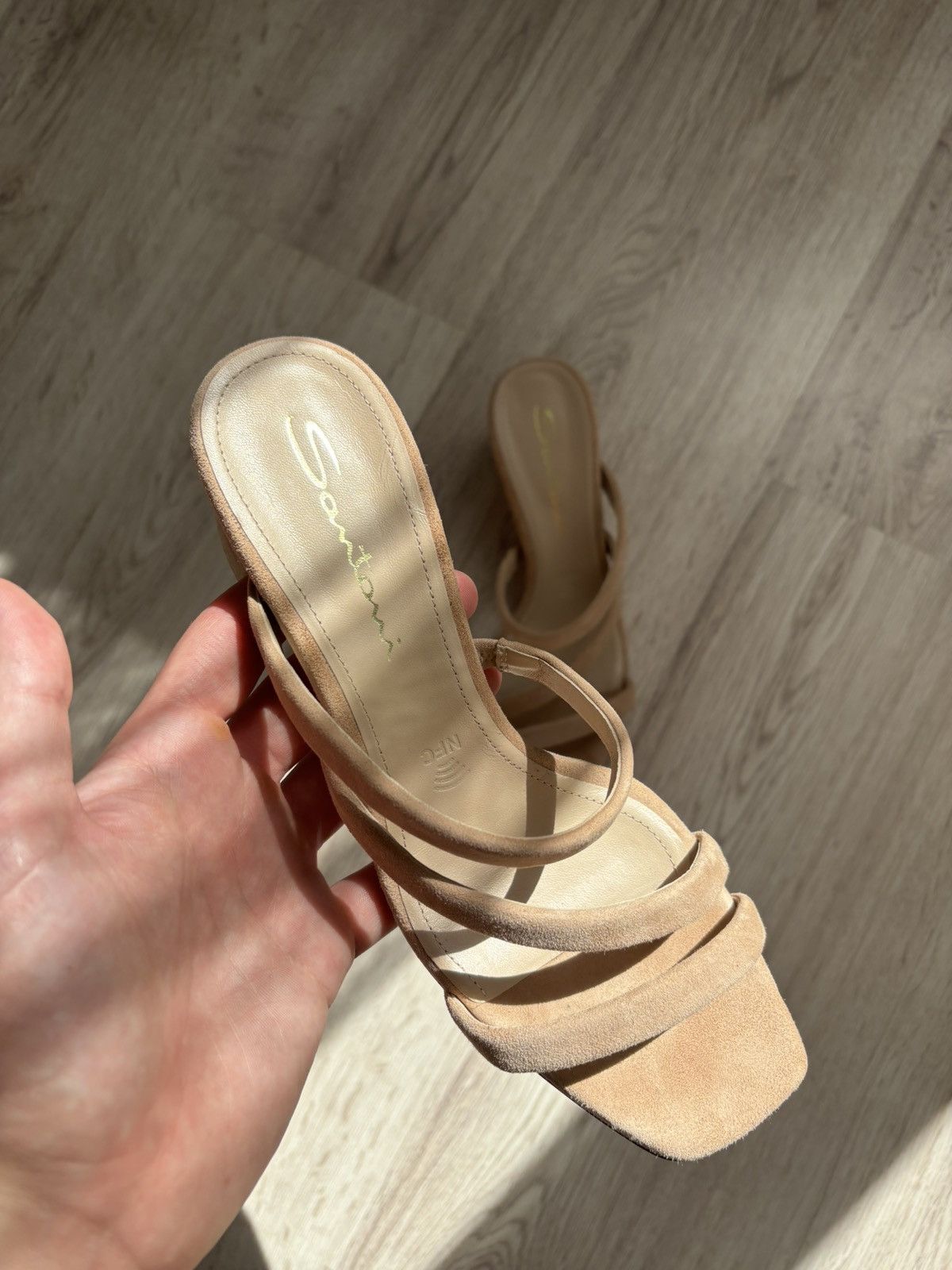 Santoni Santoni Women’s Nude Suede Strappy Sandals 38.5 IT Heel Size US 8 / IT 38 - 2 Thumbnail
