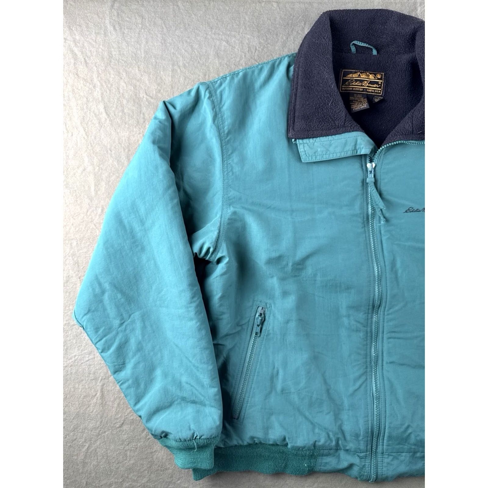 Eddie Bauer VINTAGE Eddie Bauer Insulated Jacket USA Made Teal Nylon Fleece-Lined M Tall Mens 90s Bomber Coat Size US M / EU 48-50 / 2 - 2 Thumbnail