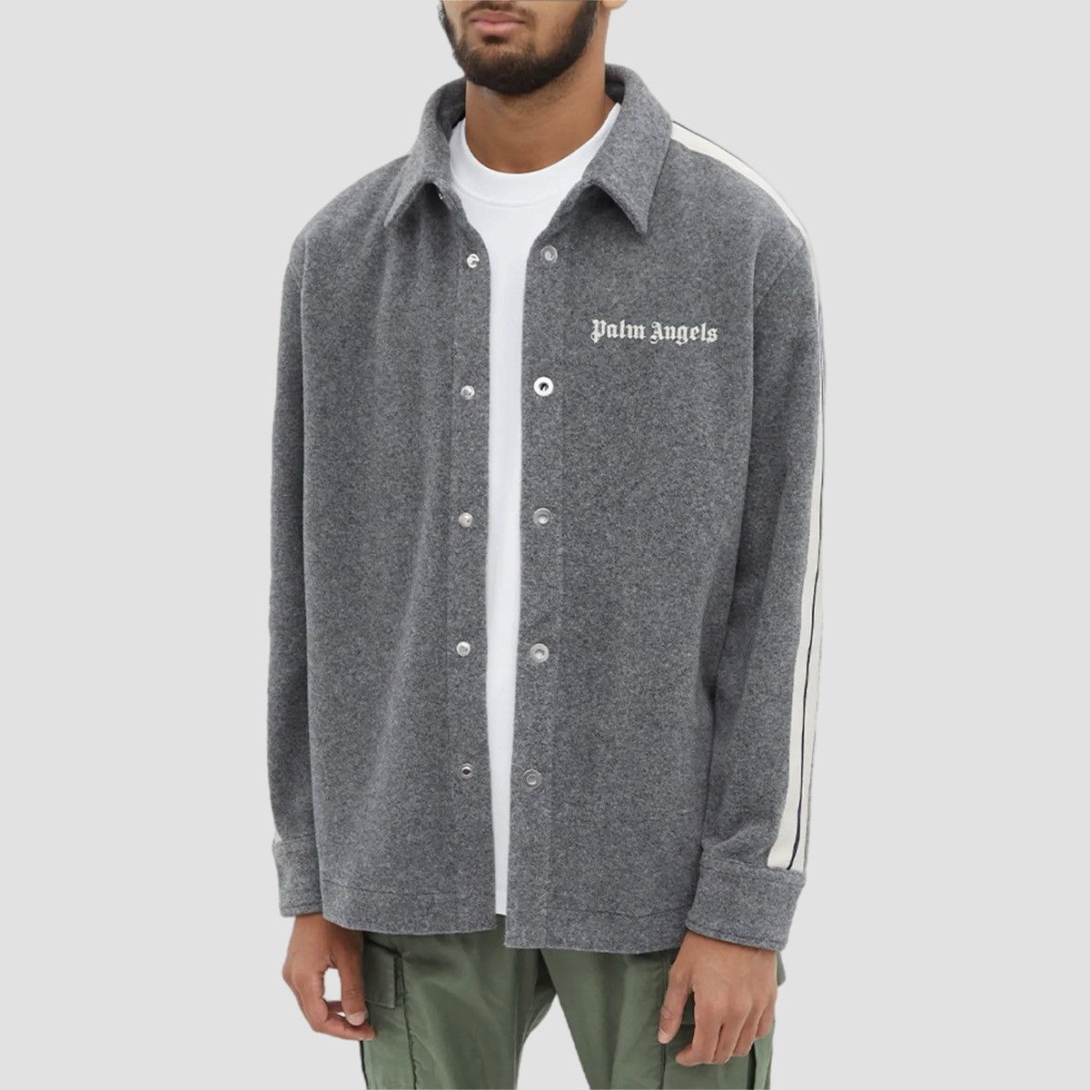 Palm Angels Palm Angels Wool Track Overshirt Size US M / EU 48-50 / 2 - 3 Thumbnail