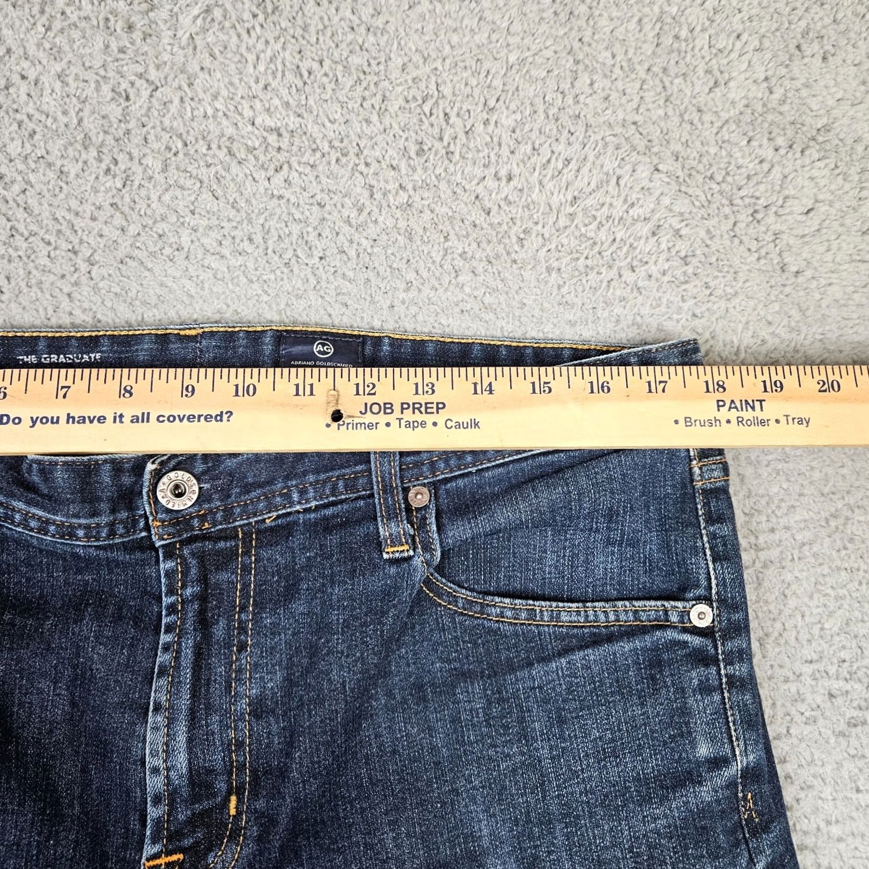 Vintage AG The Graduate Tailored Leg Jeans Men Dark Wash 36x31 Denim 5-Pocket AG Adriano Goldschmied Regular Fit Button Closure Blue Casual Shirt? Size US 36 / EU 52 - 3 Thumbnail