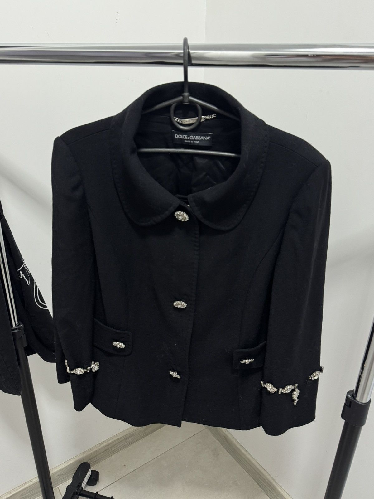 Dolce & Gabbana Dolce Gabbana Wool Embellished Cropped Jacket Crystal Button Size L / US 10 / IT 46 - 2 Thumbnail