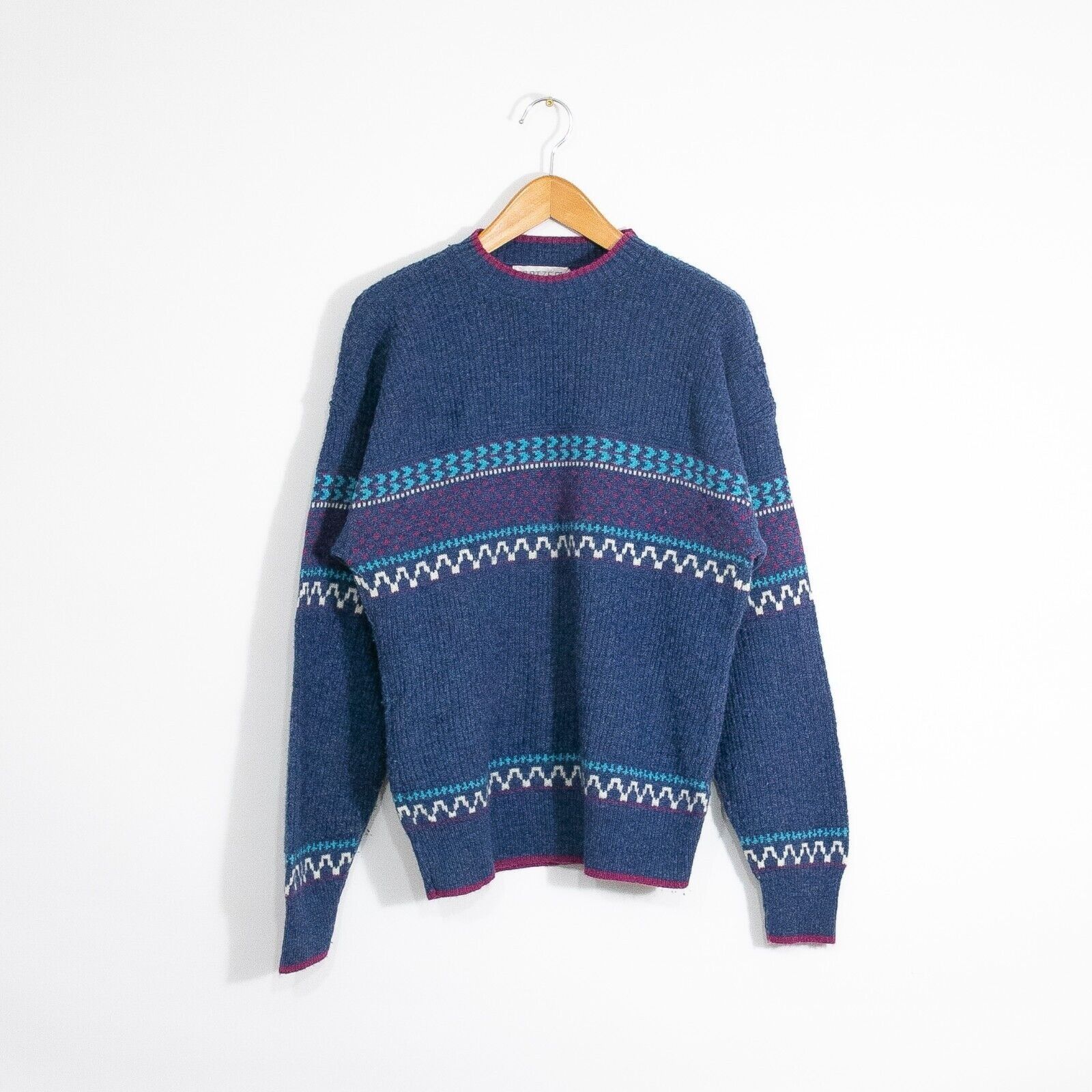 Jantzen × Vintage Vintage Jantzen Fair Isle Striped Sweater Mens Large - Wool Size US L / EU 52-54 / 3 - 1 Thumbnail