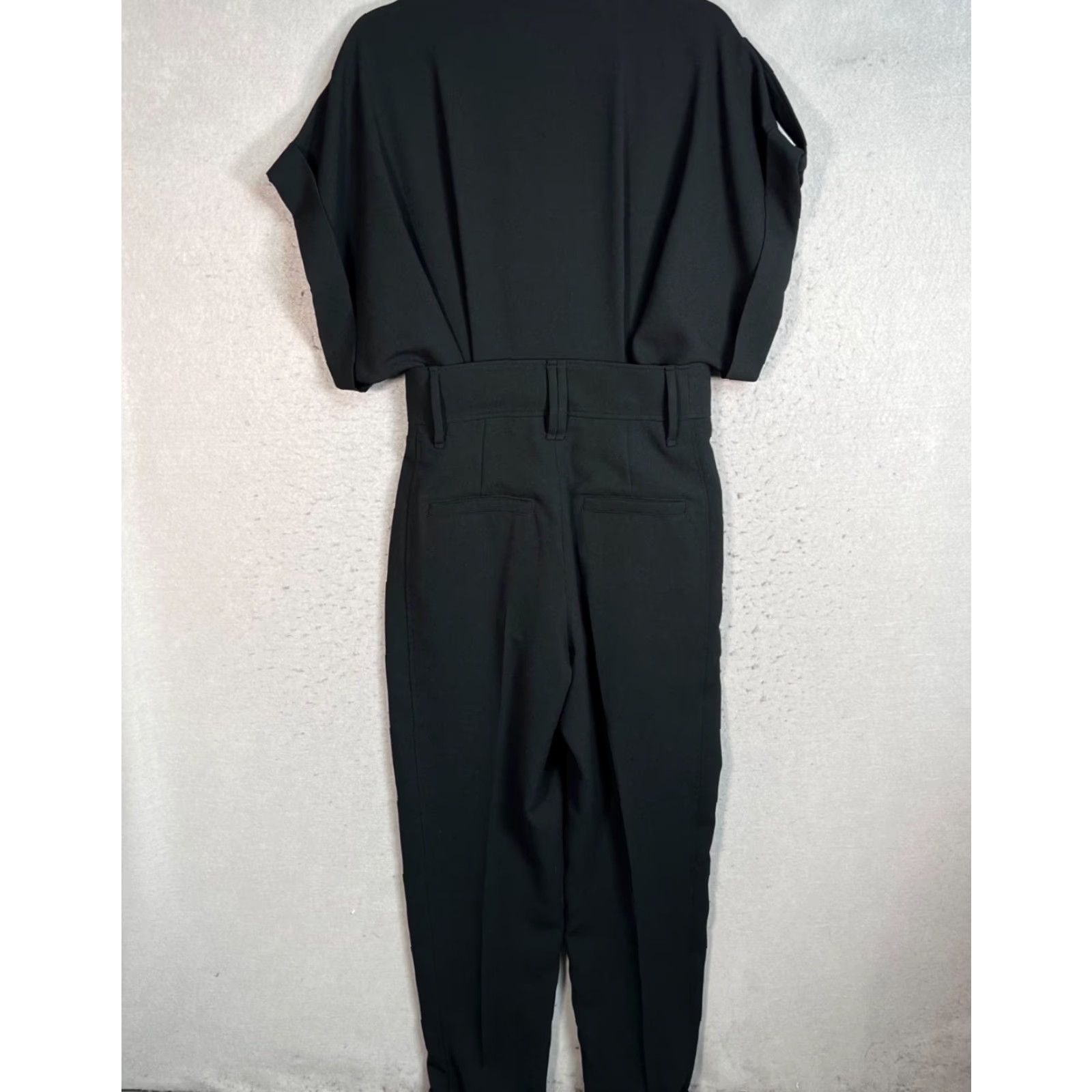 Iro IRO Jumpsuit Womens Size 36 Black Caspian V-Neck Pleated Straight Leg One-Piece Party/Cocktail Shirt? Size 25" / US 0 / IT 36 - 2 Thumbnail