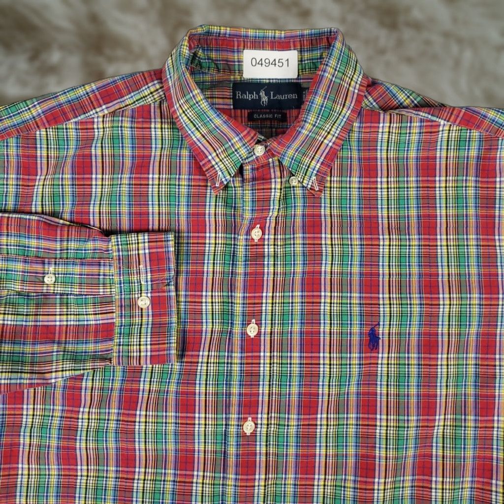 Ralph Lauren Ralph Lauren Dress Shirt Mens Size 17 Red Plaid Button-Up Long Sleeve Classic Size 46R - 1 Thumbnail