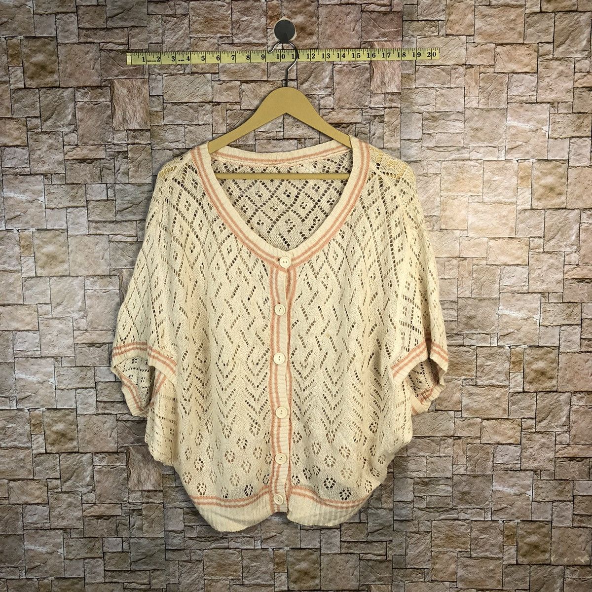 Homespun Knitwear × Japanese Brand × Vintage Japan vintage crochet meshnet Brown Knitwear #A756 Size M / US 6-8 / IT 42-44 - 1 Thumbnail