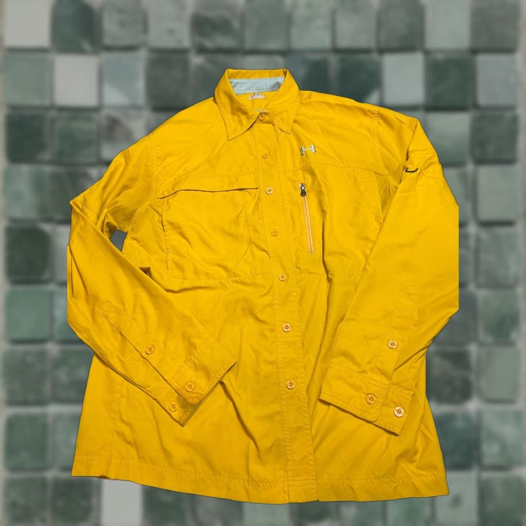 Under Armour Under Armour Jacket Windbreaker Yellow Breathable Water Resistant Storm Zip Pockets Mens S M Size S / US 4 / IT 40 - 1 Thumbnail