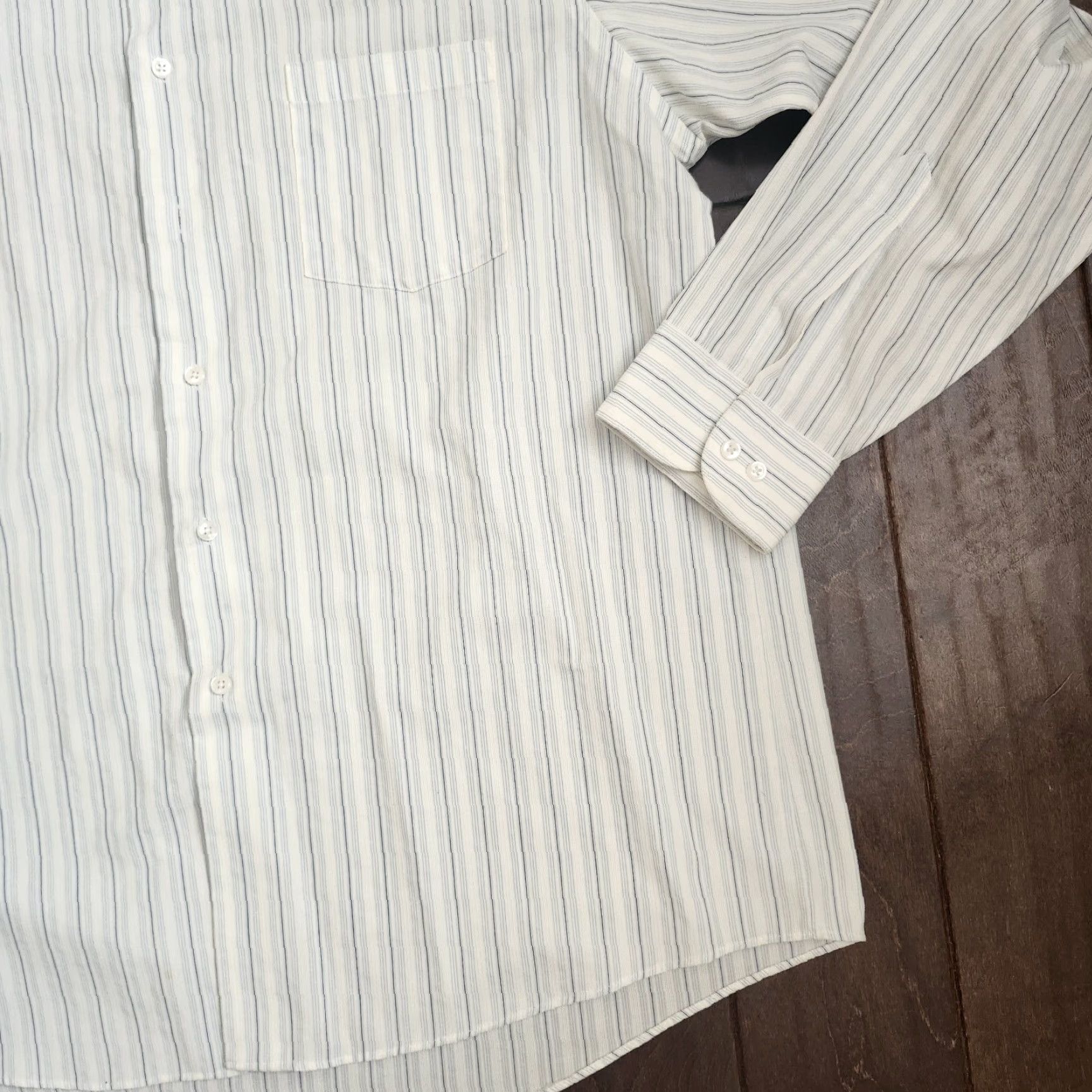 Van Heusen Van Heusen Mens Dress Shirt Striped Long Sleeve Button Up 17 36/37 Multicolor Regular Size 46R - 6 Thumbnail
