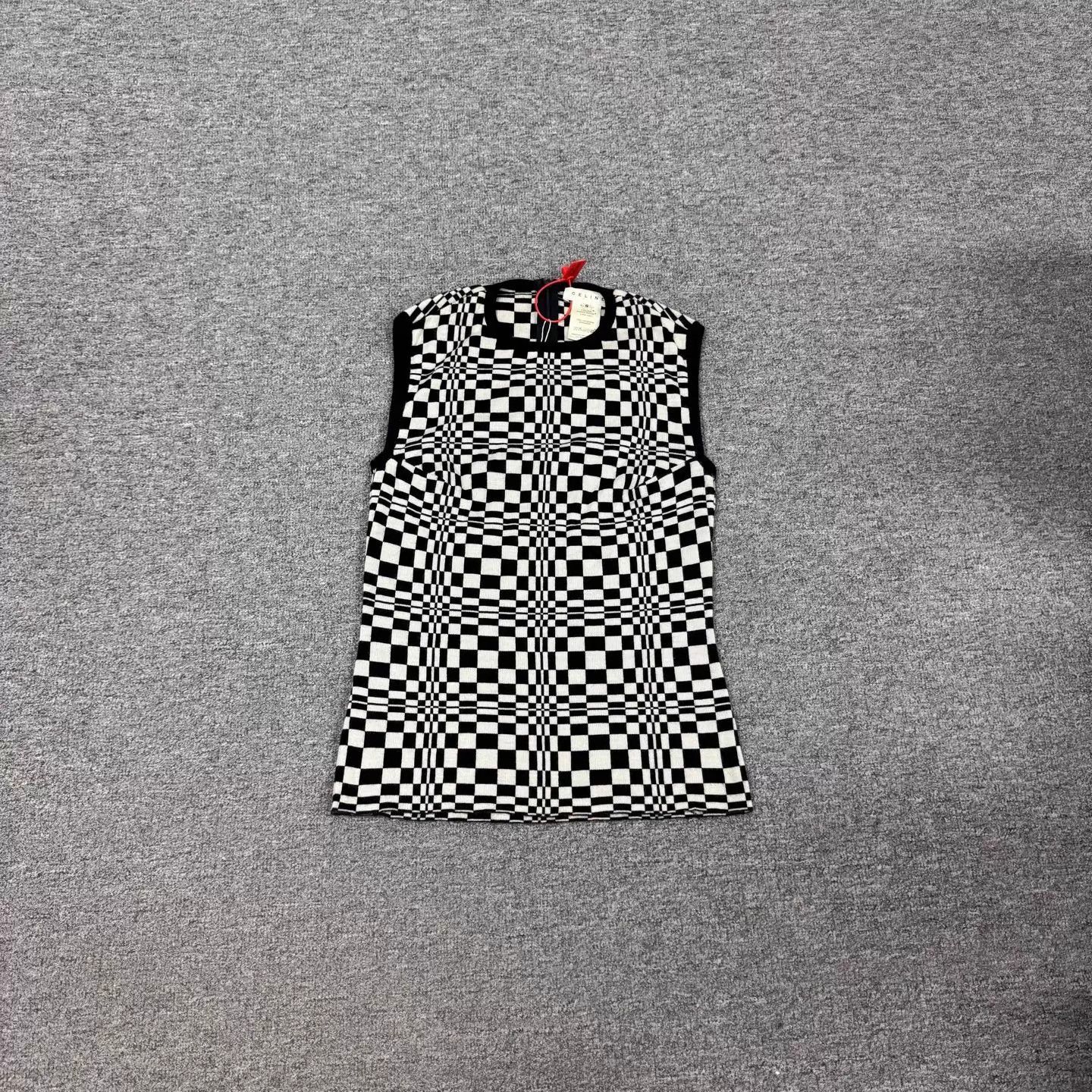Celine Celine B&W check distorted tank top size S Size S / US 4 / IT 40 - 1 Thumbnail