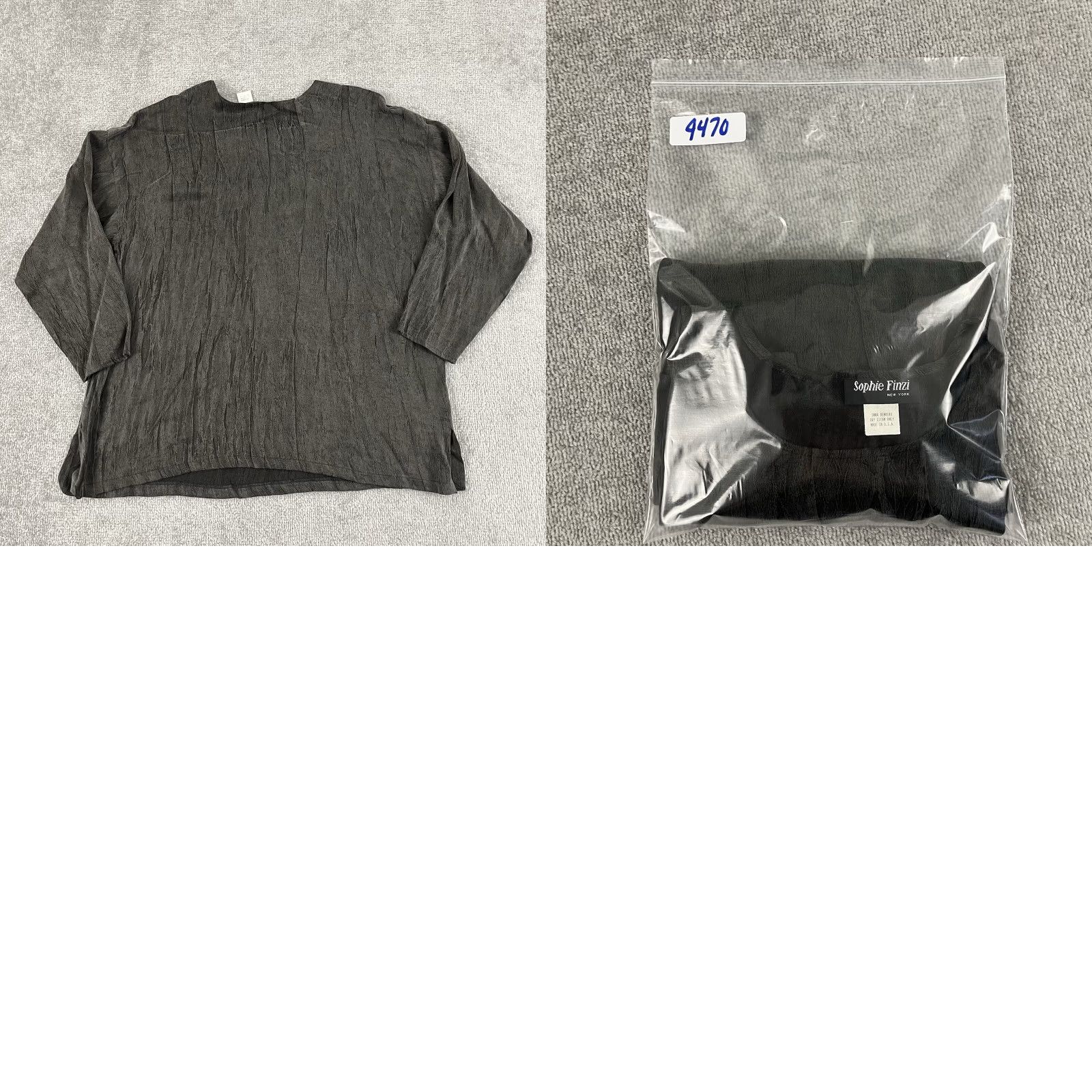 Vintage SOPHIE FINZI Shirt Womens S/M Gray 100% Bemberg Rayon Crew Pullover Top 44" Bust Size M / US 6-8 / IT 42-44 - 8 Thumbnail