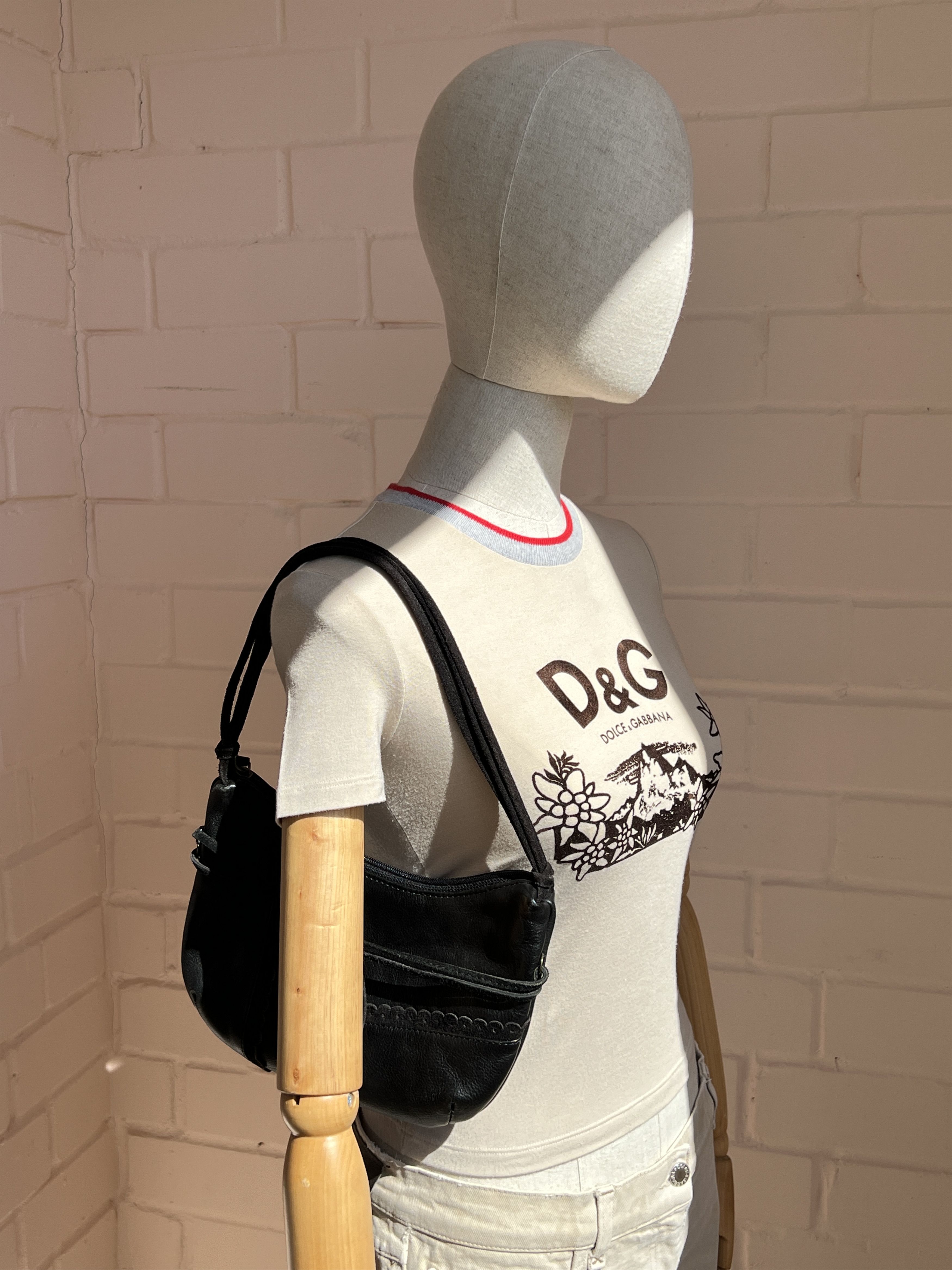 Japanese Brand Y2K Style Black Leather Mini Bag Strap Emo Goth Avant Garde Size ONE SIZE - 2 Thumbnail
