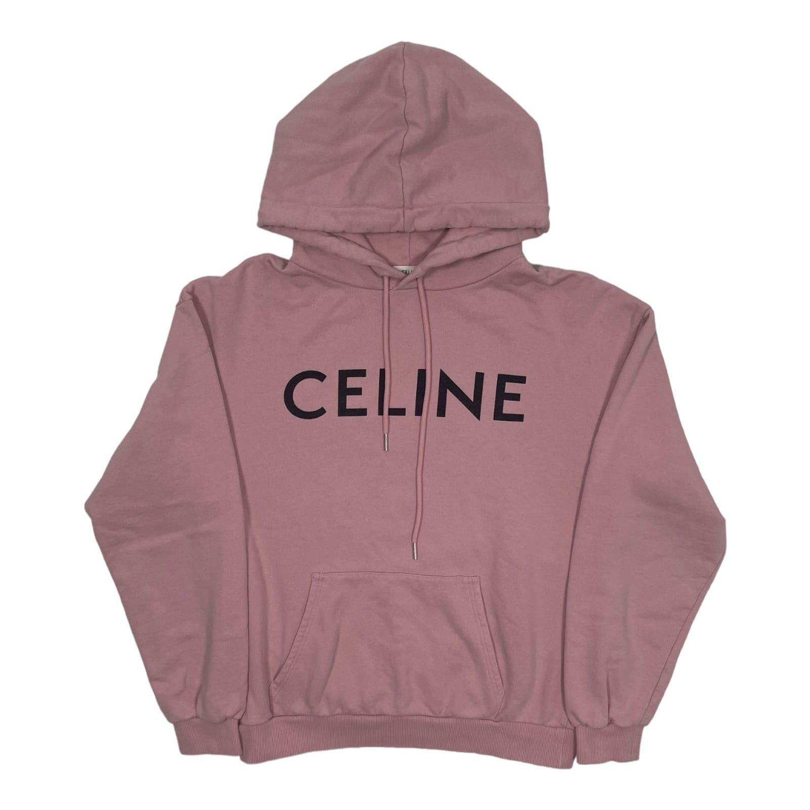 image of Celine Logo Hooded Sweatshirt Vintage Pink Pre-Owned, Men's (Size Small)