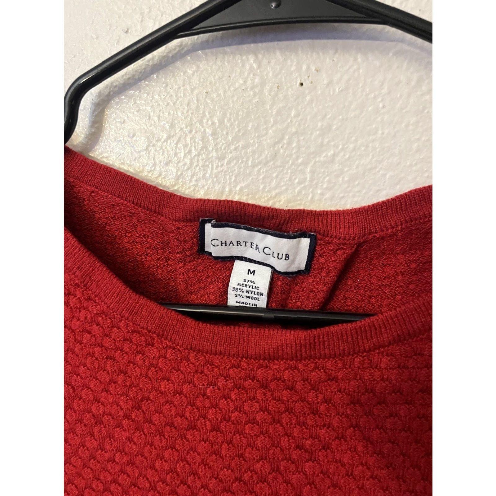 Charter Club VINTAGE Charter Club Women's Sweater Crew Neck Pullover Long Sleeve Button Knit Size M Red Size M / US 6-8 / IT 42-44 - 2 Thumbnail