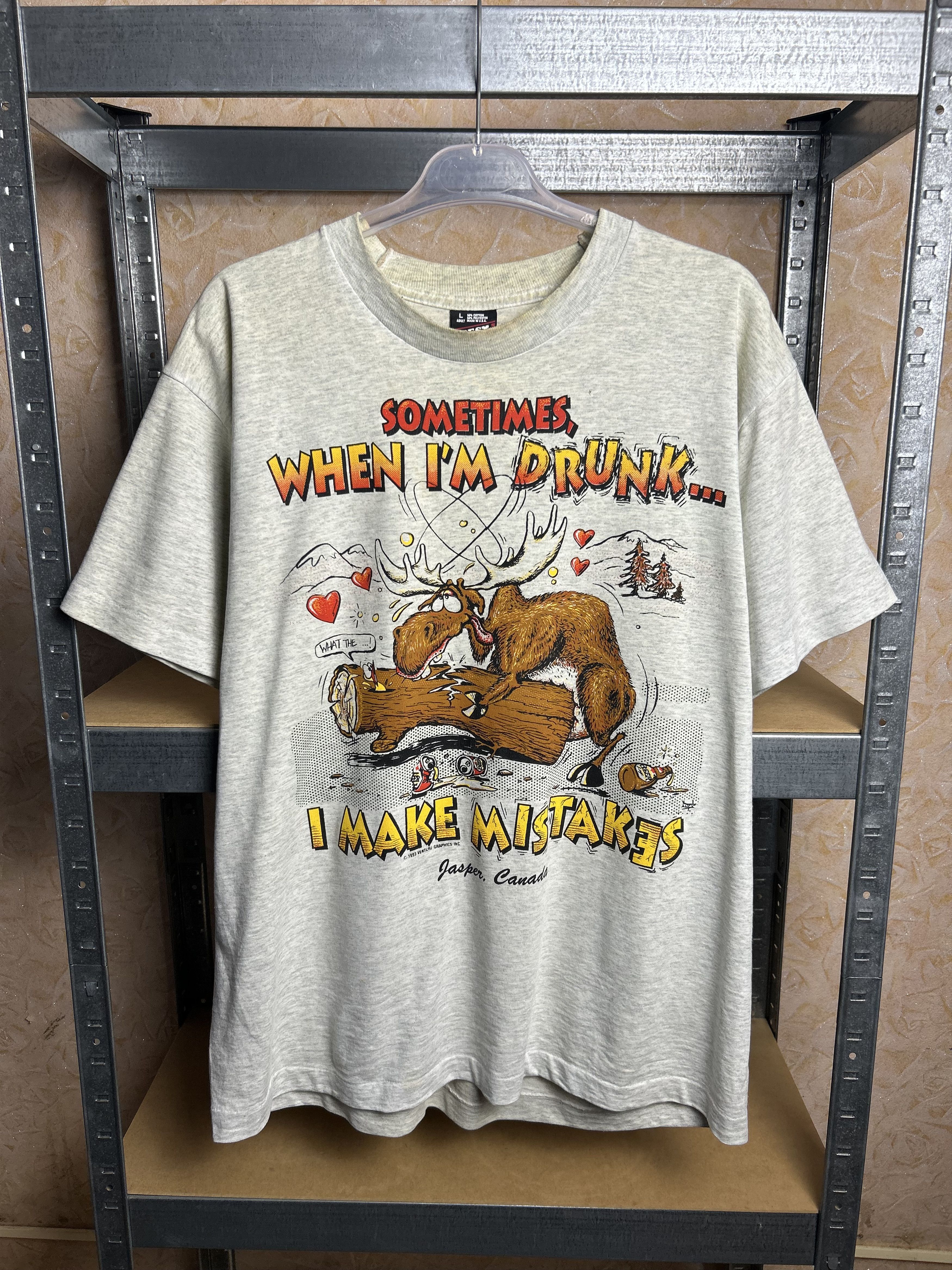 Vintage Vintage 90s Drunk Moose Funny Humor Sex T-shirt Size US L / EU 52-54 / 3 - 1 Thumbnail