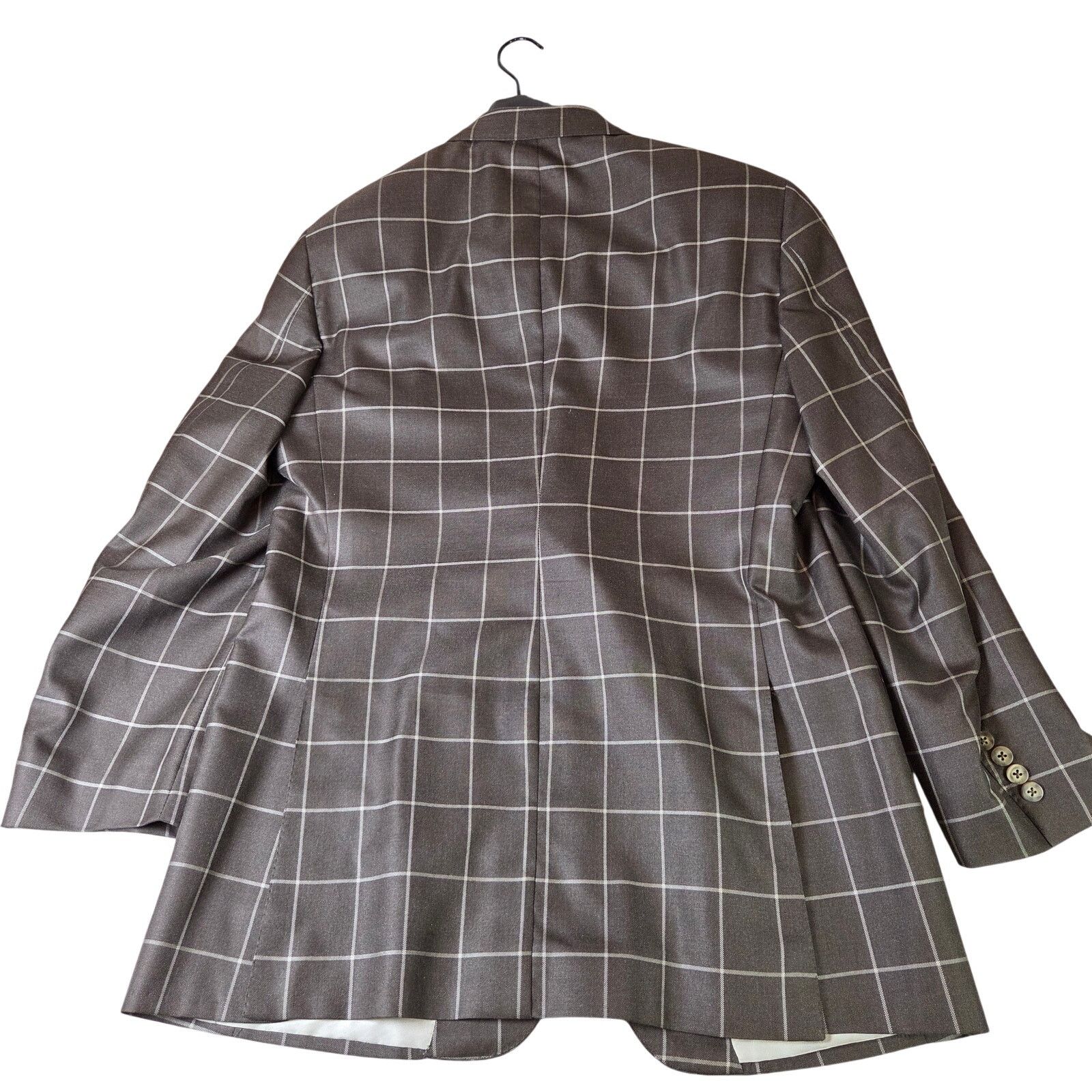 Samuelsohn Samuelsohn Earl Silk Camel Hair Windowpane Blazer 44L Size 44L - 17 Thumbnail