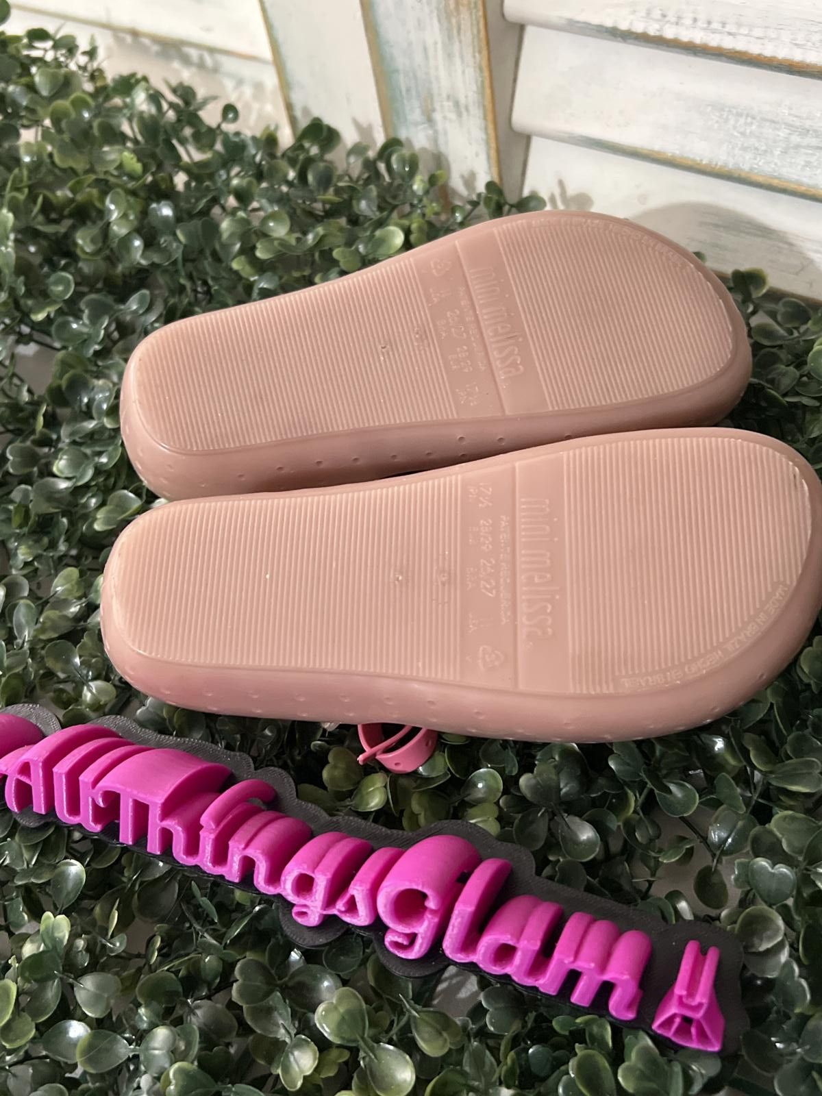 Unknown London Mini Melissa furadinha Pink Mary Jane Rubber Shoes Bow Strap Size US 11 / IT 41 - 6 Thumbnail