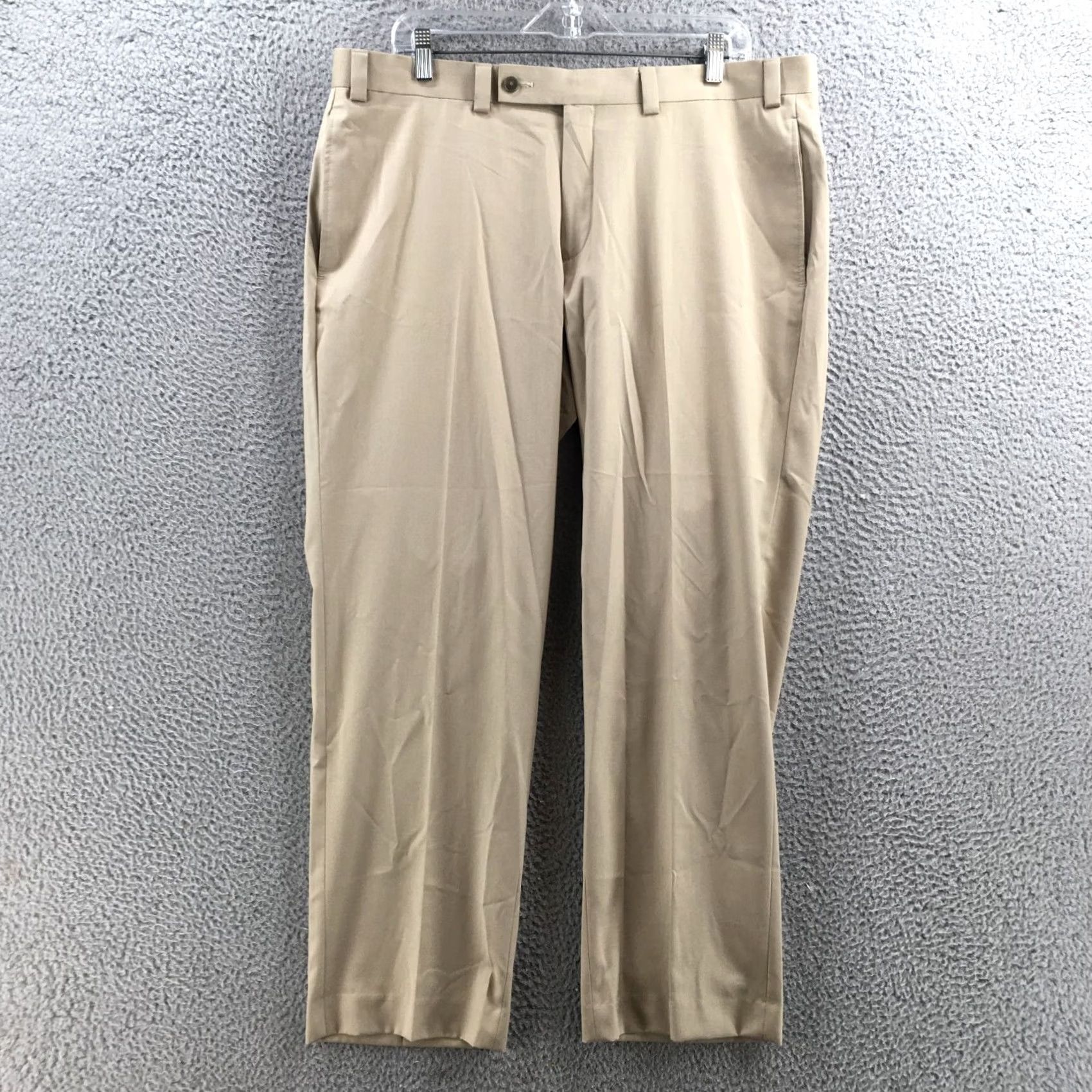 Calvin Klein Calvin Klein Dress Pants Mens 38W x 29L Beige Mid Rise Flat Front Dress Pants Mens Beige Regular Straight Cut Pants Size US 38 / EU 54 - 2 Thumbnail