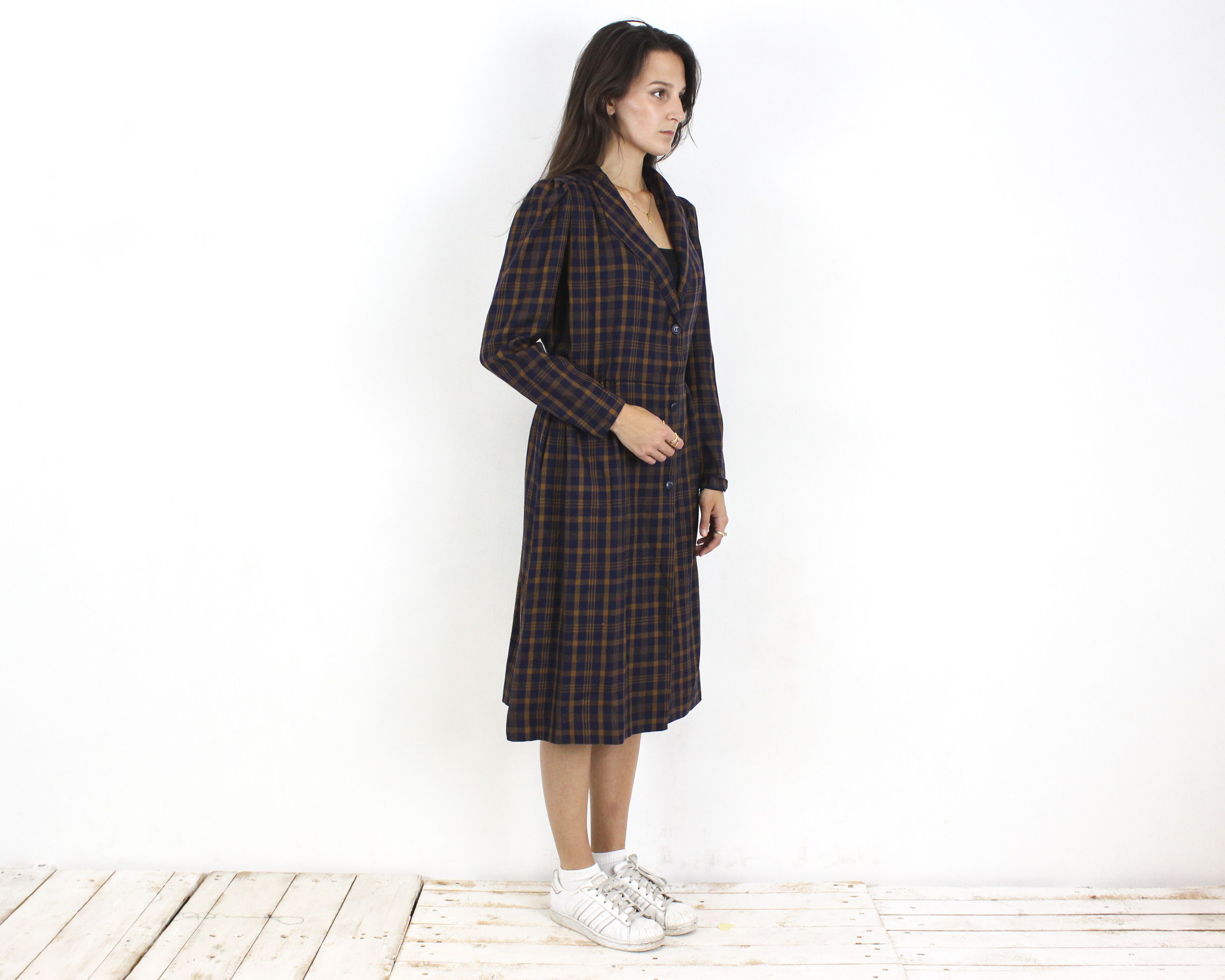 Other × Vintage Womens M Tartan Pattern Button Up 3/4 Sleeve Dress Summer Size M / US 6-8 / IT 42-44 - 2 Thumbnail