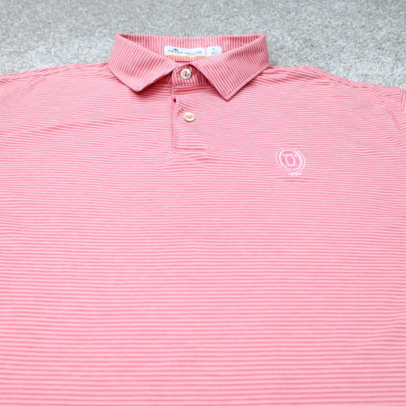 Peter Millar Peter Millar Polo Shirt Mens Large Red 100% Polyester Short Sleeve Knit Logo on left breast Size US L / EU 52-54 / 3 - 4 Thumbnail