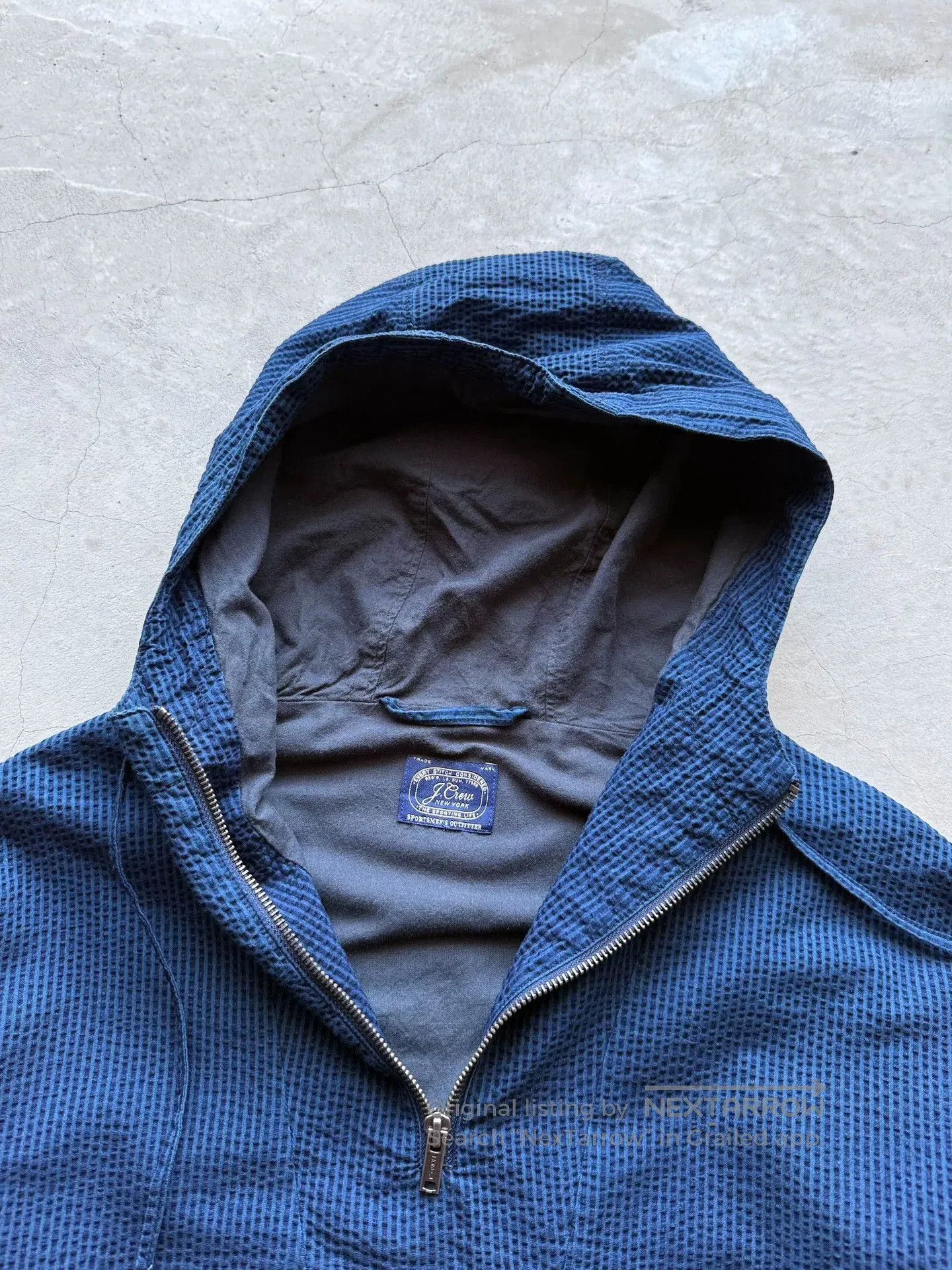 Vintage Vintage 90s J Crew Indigo Seersucker Anorak. Size US L / EU 52-54 / 3 - 6 Thumbnail
