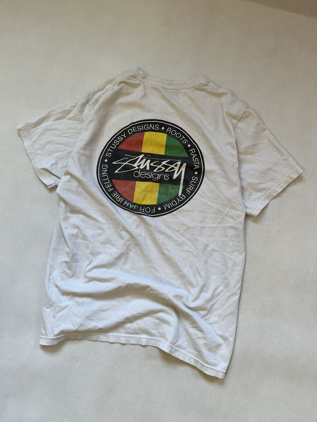 Vintage Stussy 00's Vintage Big Logo Rasta T-Shirt y2k | Grailed