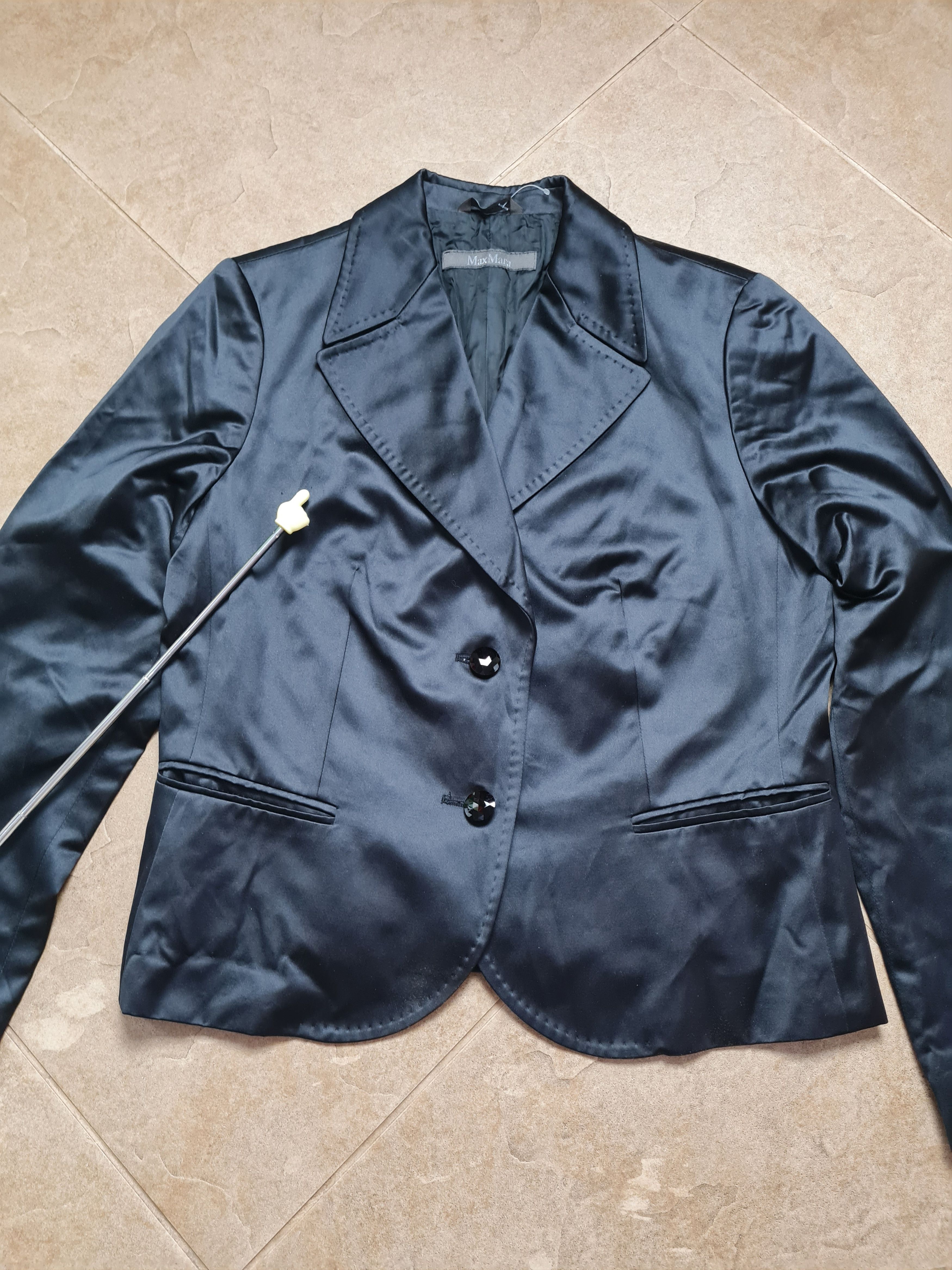 Max Mara Max Mara Black Satin Blazer Jacket Single Breasted Elegant Size M / US 6-8 / IT 42-44 - 2 Thumbnail