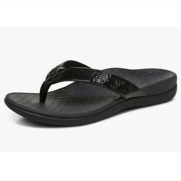 Vionic Vionic Tide Black Sequin Flip Flop Thong Sandals Size Woman' Size US 10 / IT 40 - 1 Thumbnail