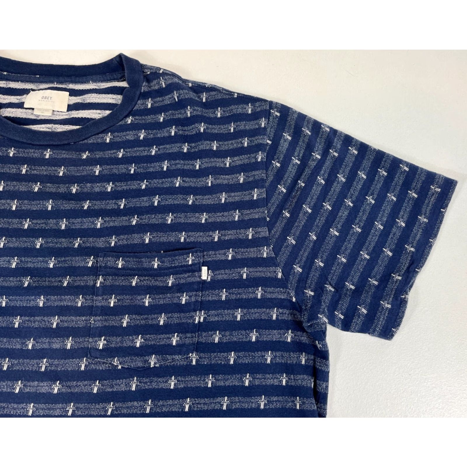Obey OBEY Worldwide Pocket Tee Knit Mens XL Blue Crew Neck Short Sleeve T-Shirt Size US XL / EU 56 / 4 - 4 Thumbnail