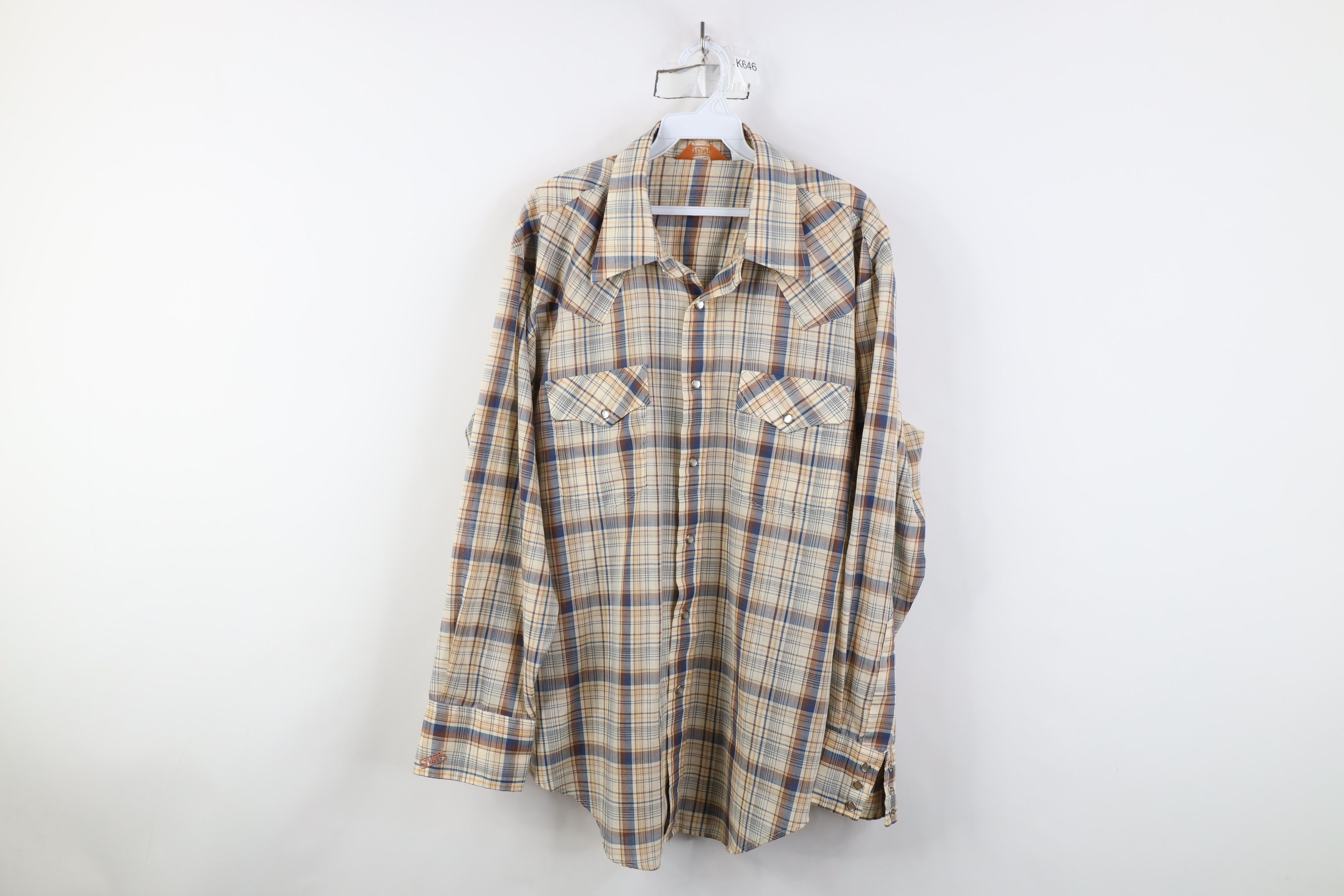 Vintage Vintage 70s Streetwear Rodeo Cowboy Snap Button Shirt Plaid Size US XL / EU 56 / 4 - 1 Thumbnail
