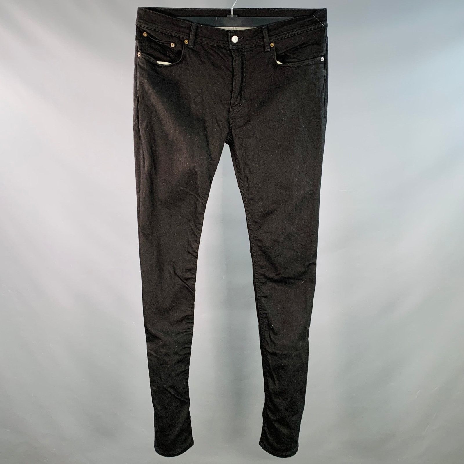 Acne Studios ACNE STUDIOS 35 Black Denim Straight Slim Five Pockets Jeans Size US 35 - 1 Thumbnail