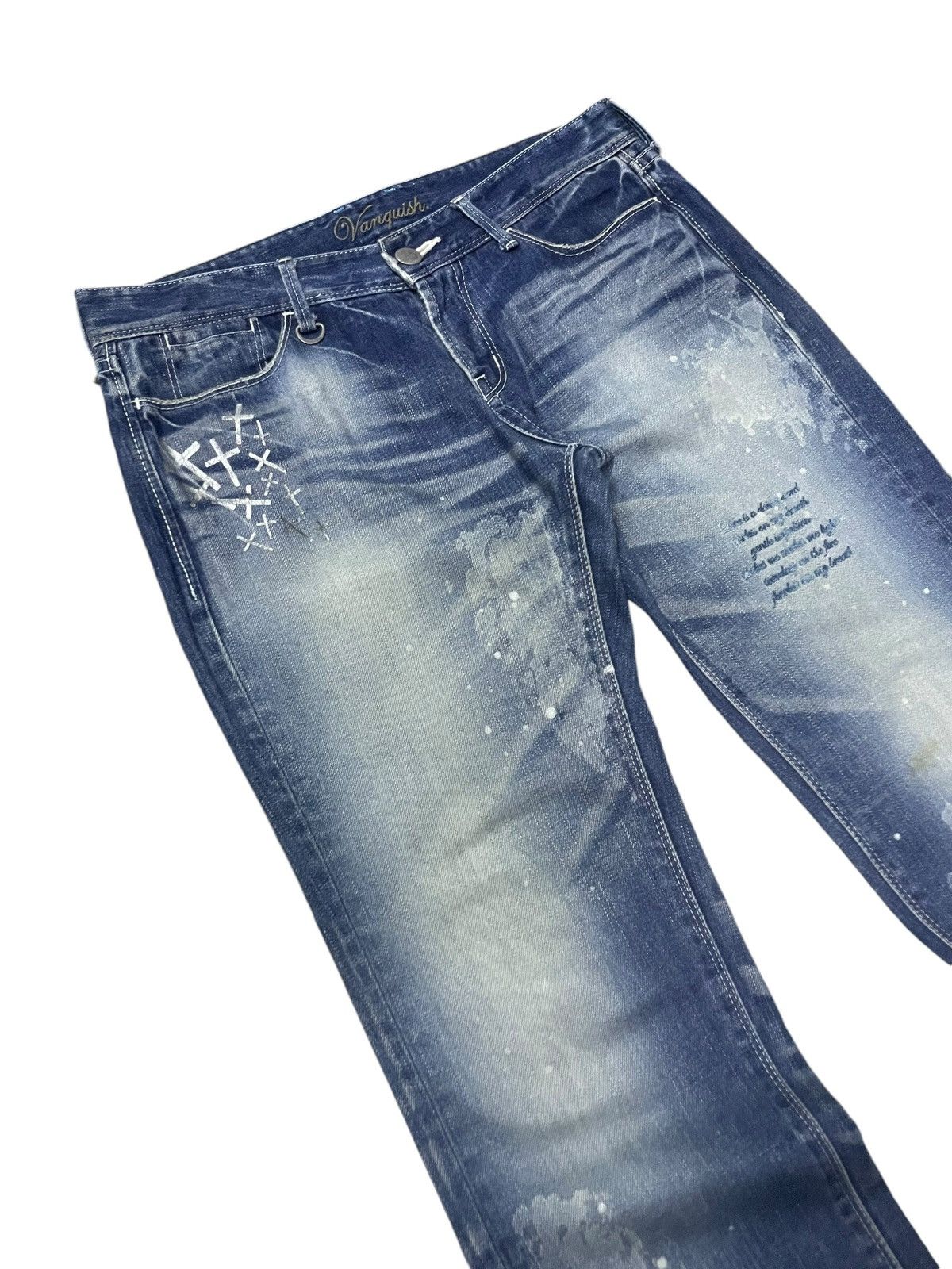 GOSTAR DE FUGA × Vanquish × semanticdesign Vanquish Japan Crossed Whiskers Blue Wash Rockstars Jeans Size US 34 / EU 50 - 3 Thumbnail