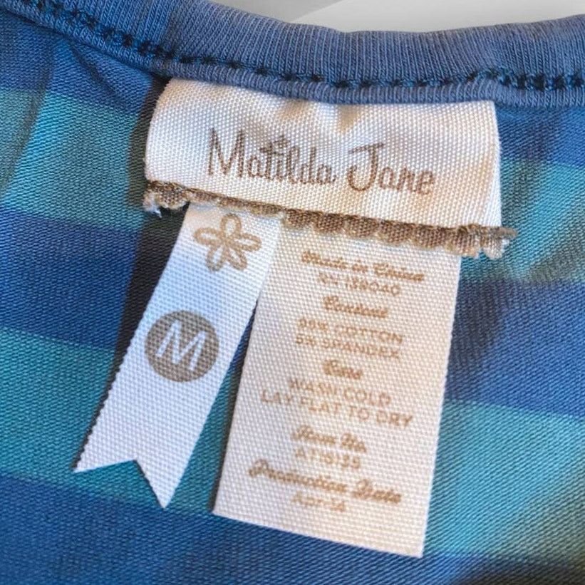 Jane's Addiction Matilda Jane Teal Blue Striped Long Sleeve T-Shirt Size M Size M / US 6-8 / IT 42-44 - 6 Thumbnail