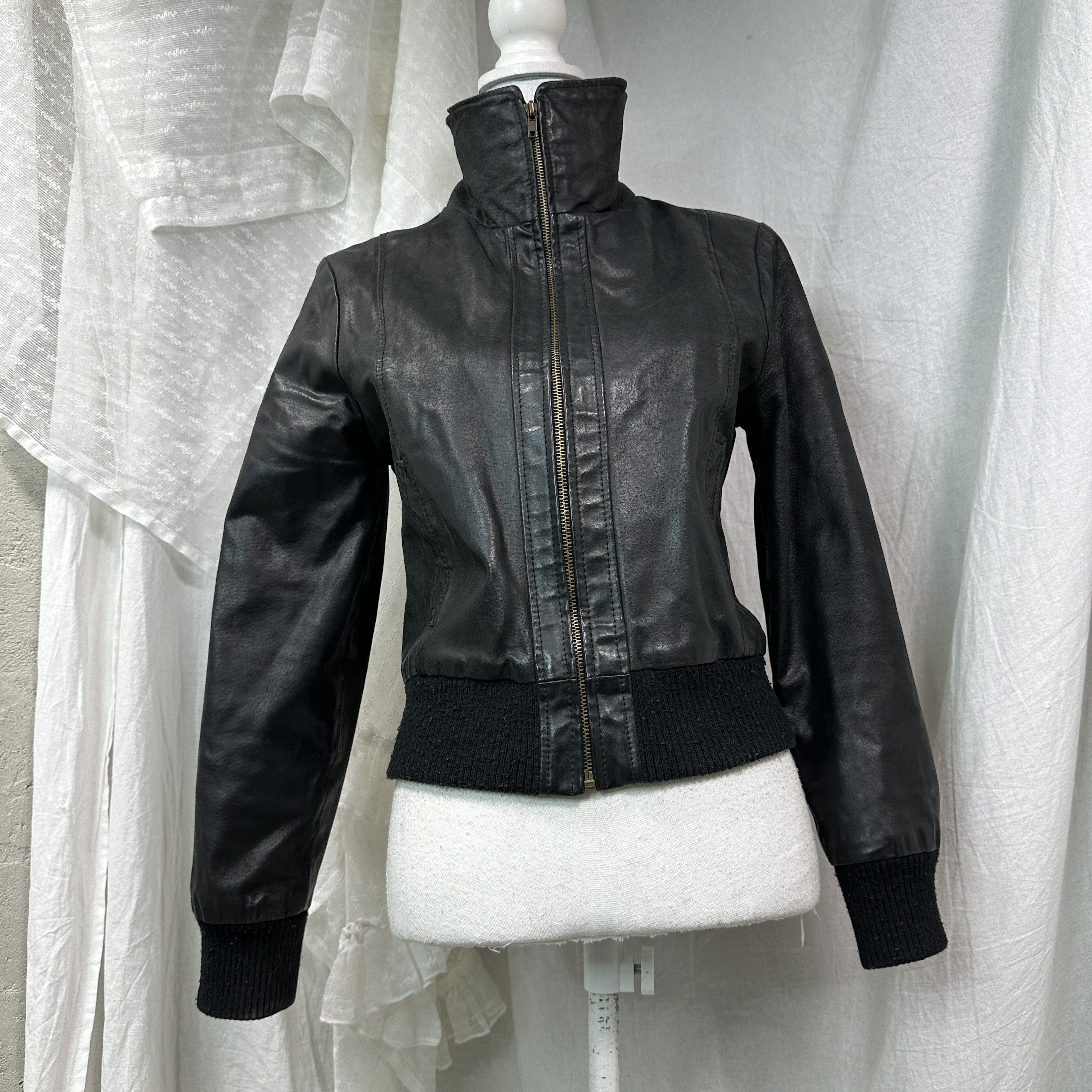 Vintage Vintage Avant Garde Grunge Biker Fitted Leather Jacket 00s Size US M / EU 48-50 / 2 - 6 Thumbnail