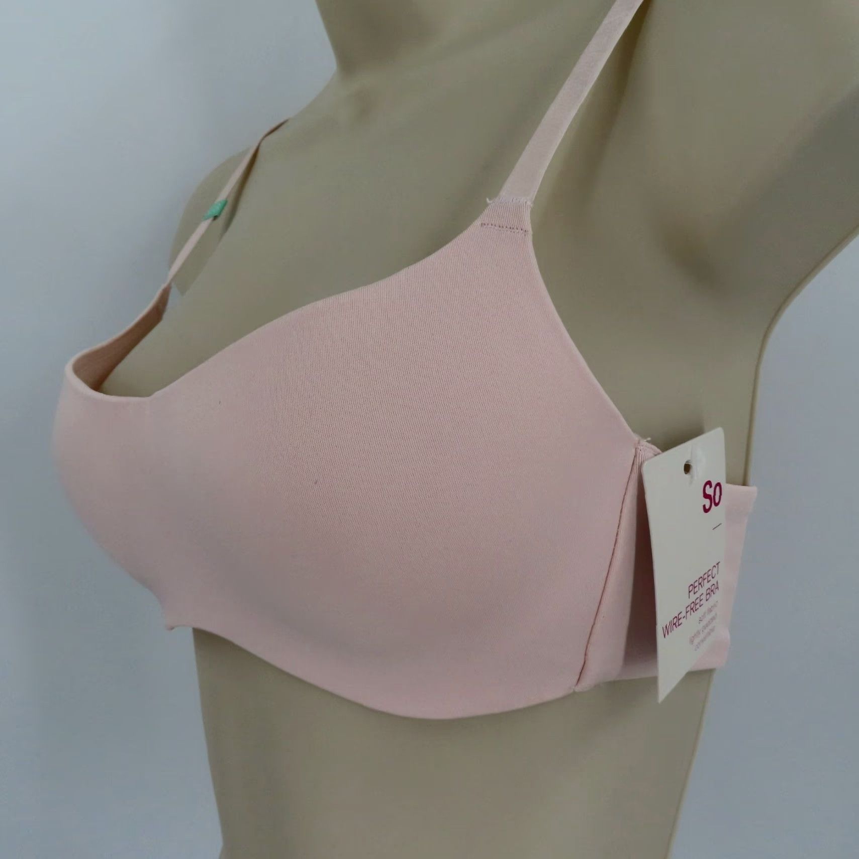 Vintage SO 32B Pink Solid Perfect Wirefree Bra Padded Wireless Convertible Straps NEW Size ONE SIZE - 4 Thumbnail