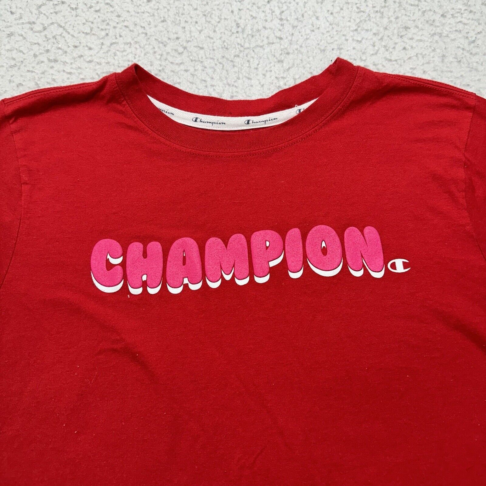Champion Champion Women's Small Red Short Sleeve T Shirt Pink Logo Size S / US 4 / IT 40 - 2 Thumbnail
