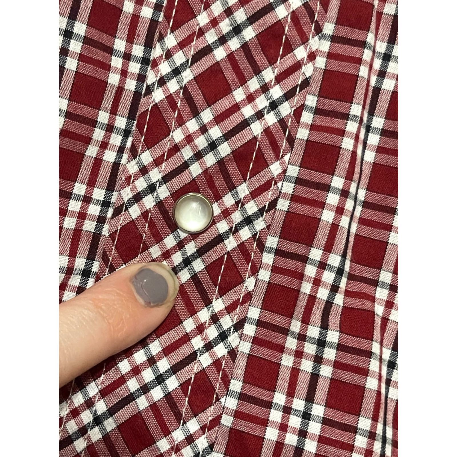 Wrangler Wrangler Shirt Mens 2XL Red White Plaid Button Up Western Shirt Size US XXL / EU 58 / 5 - 5 Thumbnail
