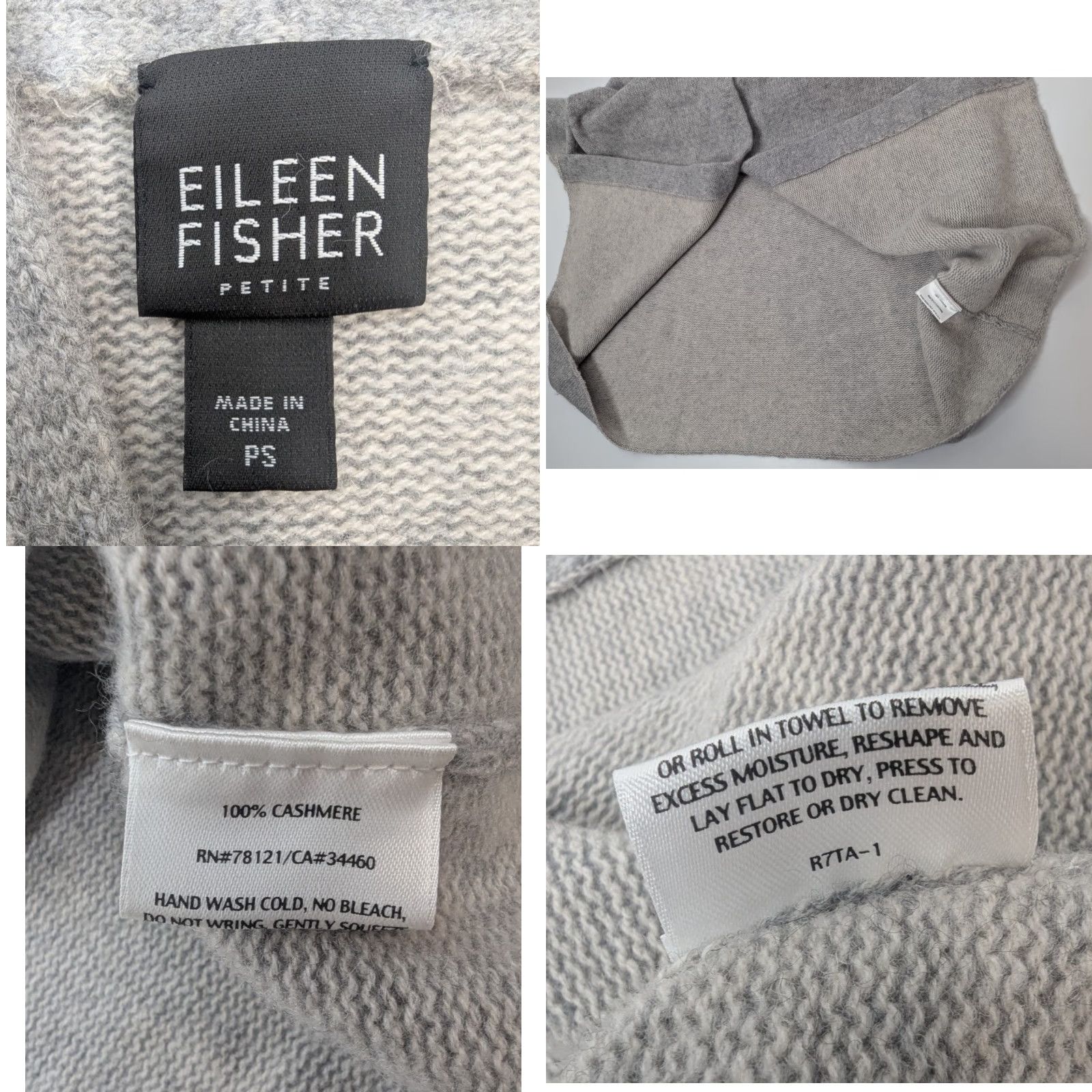 Eileen Fisher Eileen Fisher Cardigan Sweater Gray Women's Petite Small One Button Shaw Collar Drop Shoulder Knit Cashmere V-Neck Size S / US 4 / IT 40 - 8 Thumbnail