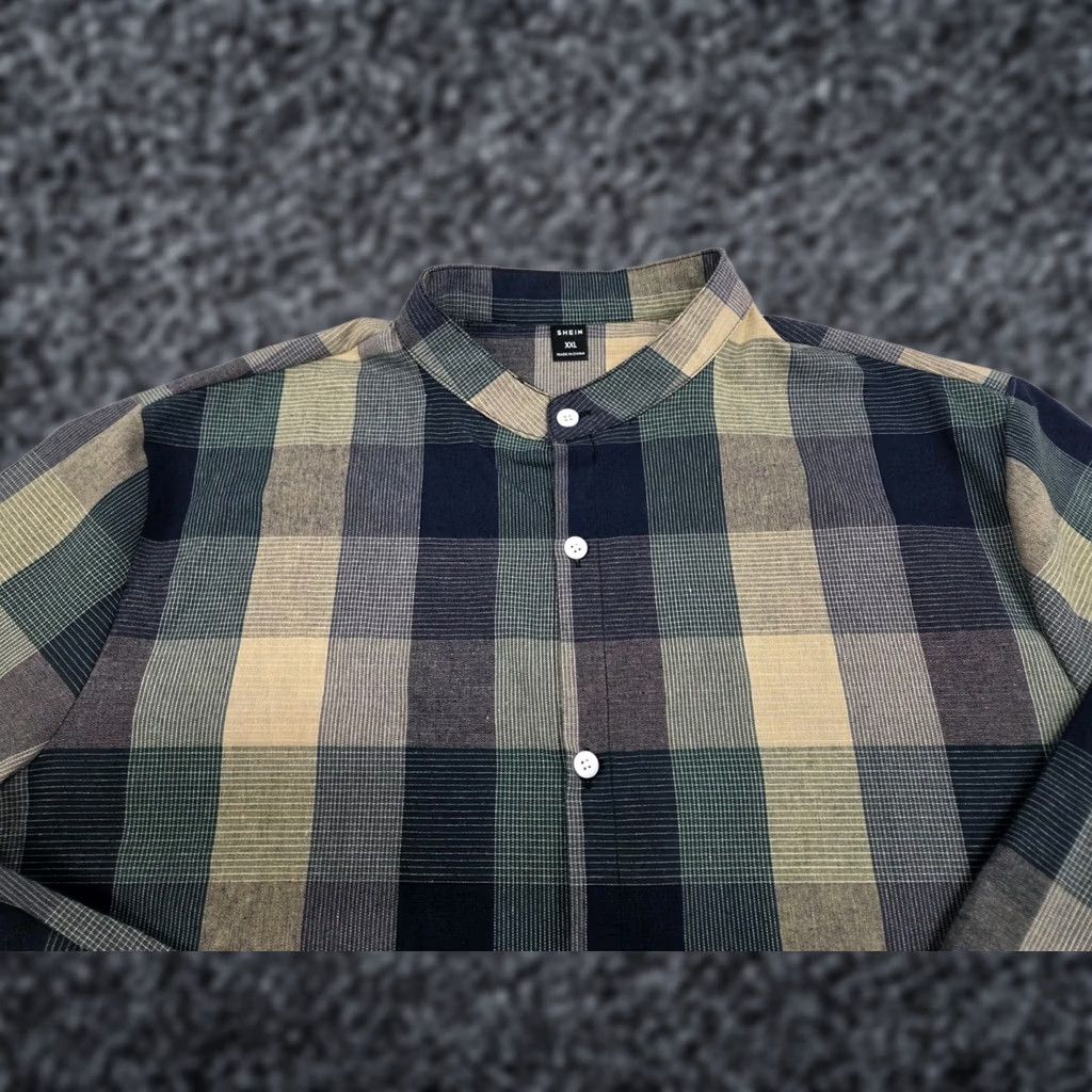 Shein Shein Mens Long Sleeve Button Up Plaid Band Collar Shirt 2XL Multicolor Size US XXL / EU 58 / 5 - 1 Thumbnail
