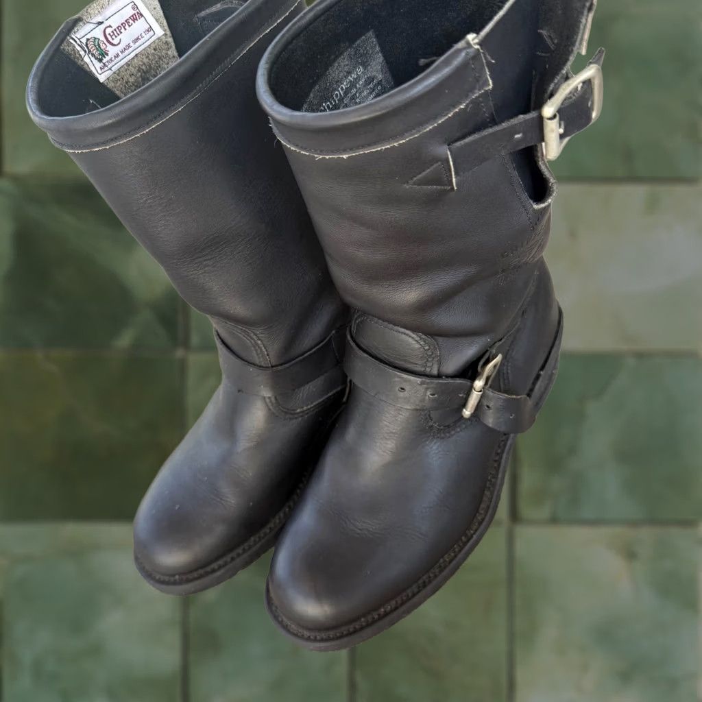 Chippewa Chippewa Mens 7.5 EE Black Leather Engineer Boots USA Made Vibram Sole 97863 Size US 8 / EU 41 - 1 Thumbnail