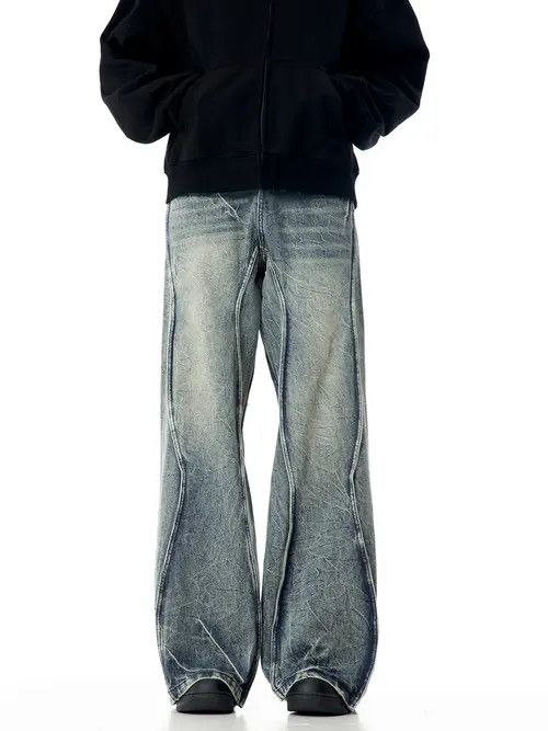 Jean Miyauchi x Miki Baggy Embroidered Wide Leg Denim Jeans Size US 30 / EU 46 - 1 Thumbnail