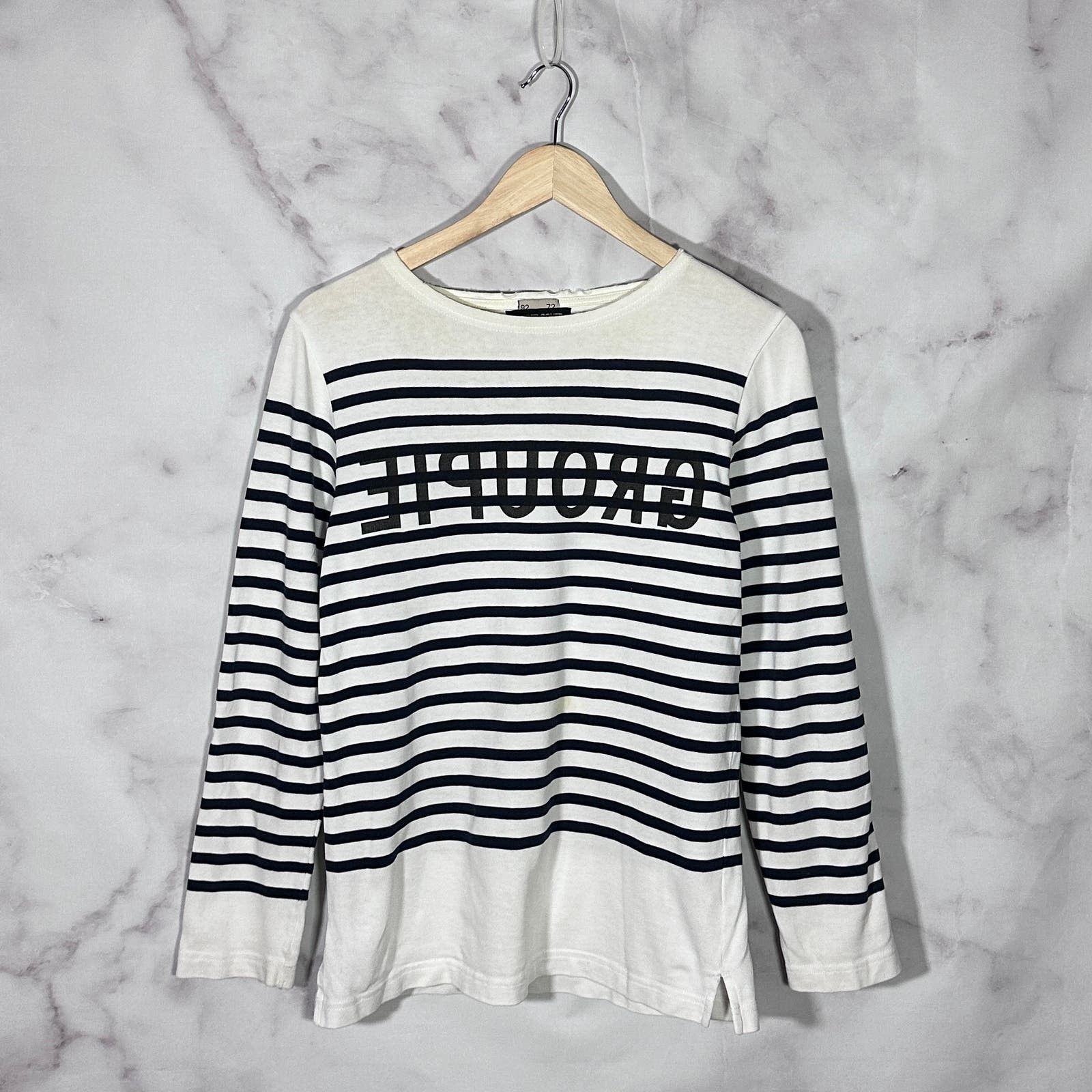 image of Jun Takahashi x Undercover S/s99 ‘Groupie’ White/navy Striped Longsleeve, Men's (Size Small)