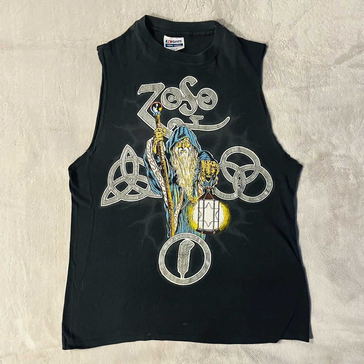 Vintage 90s Led Zeppelin Wizard ZoSo Sleeveless Shirt Small