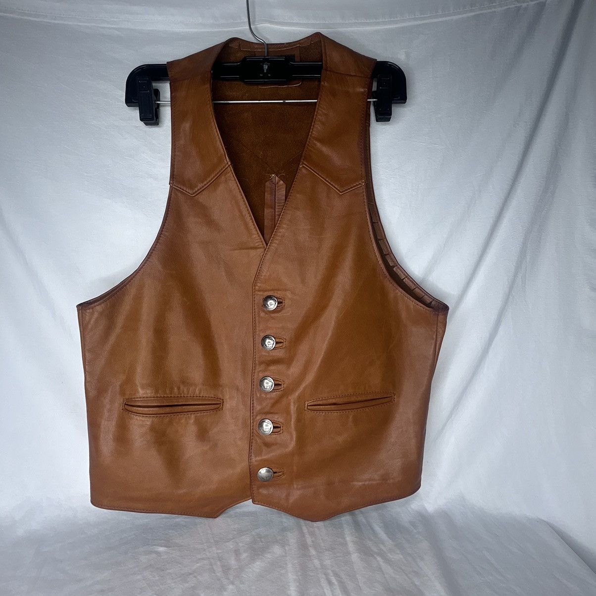 Vintage VTG USA Lew N Me Leather Western Cowboy Vest Buffalo Nickel Size US M / EU 48-50 / 2 - 1 Thumbnail